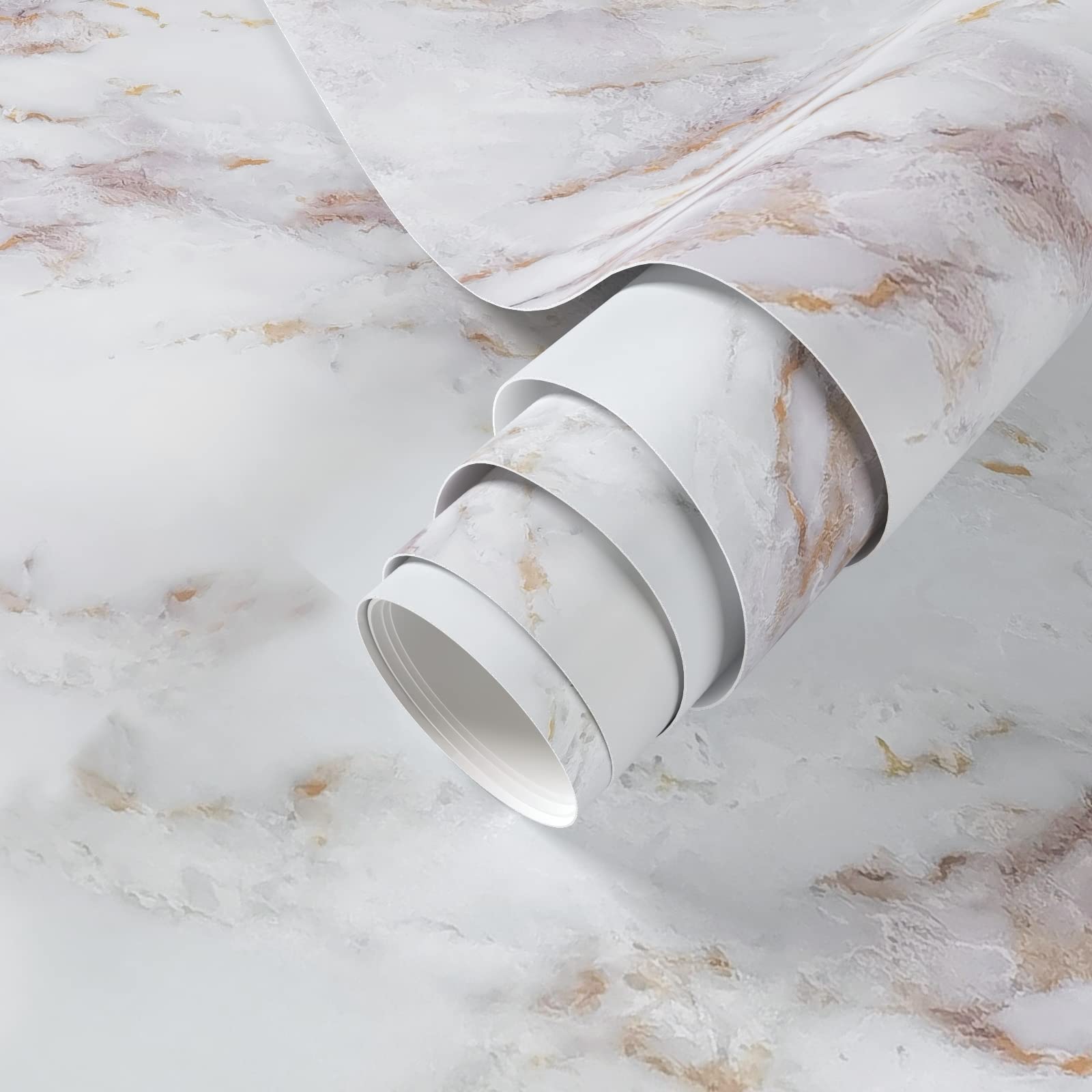 VIOPVERY White Matte Marble Contact Paper 15.7
