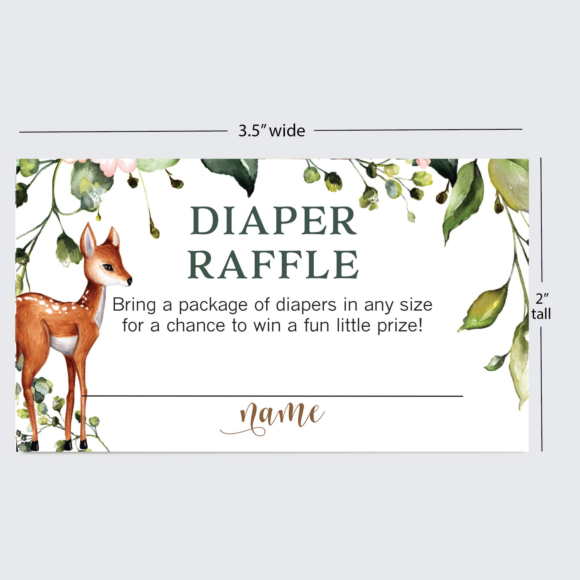 50-Pack Oh Deer! Woodland Baby Shower Diaper Raffle Cards Set - Cute Diaper Raffle Tickets for Gender Reveal & Baby Shower Games - Perfect for Forest Theme Nursery Decor & Baby Registry Events
