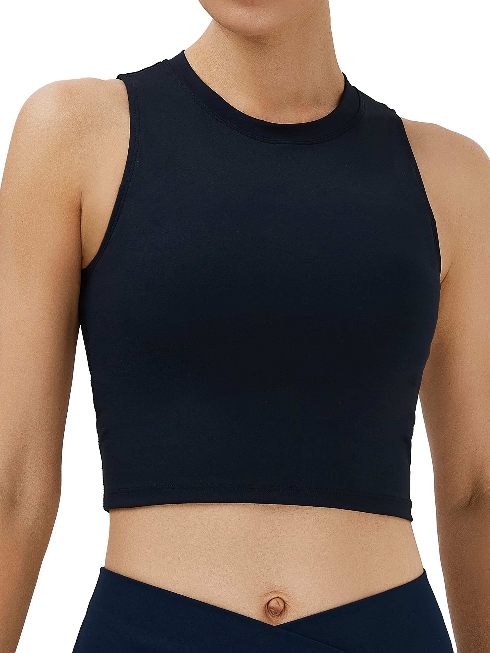 High Neck Sports Bras for Women - Removable Padded Yoga Crop Top & Longline Workout Tank with Moisture-Wicking Fabric | Perfect for Yoga, Gym, Running & High-Intensity Training