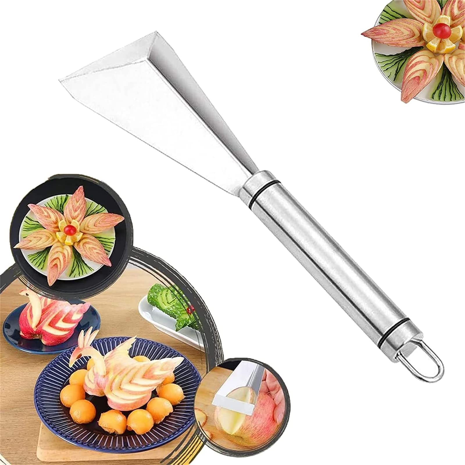 Premium Stainless Steel Fruit & Vegetable Carving Knife - Triangular Shape DIY Food Slicer for Professional Carving (1 Piece) | Perfect for Fruit Platters, Garnishing, Cake Decorating & Culinary Arts