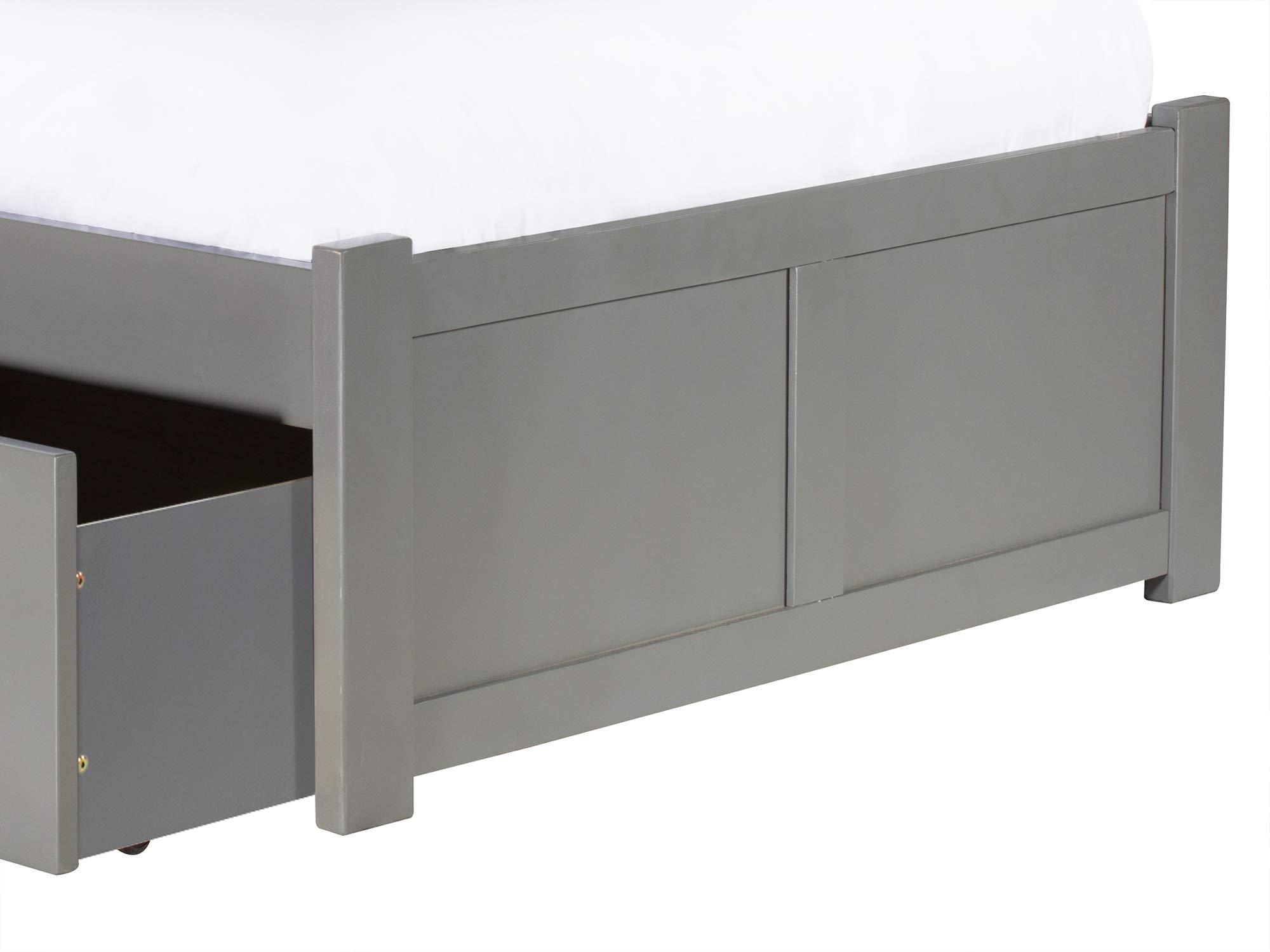 AFI Madison Twin Platform Bed with Footboard, Storage Drawers & USB Charger - Grey - Space-Saving Bed Frame for Small Rooms, Kids & Teens Bedroom, Dormitory or Guest Room