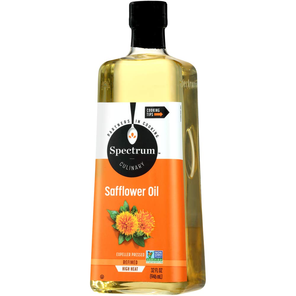 Spectrum Culinary High Oleic Safflower Oil - Refined Cooking Oil, 32 Oz (Pack of 12) - Perfect for Frying, Baking & Heart-Healthy Recipes