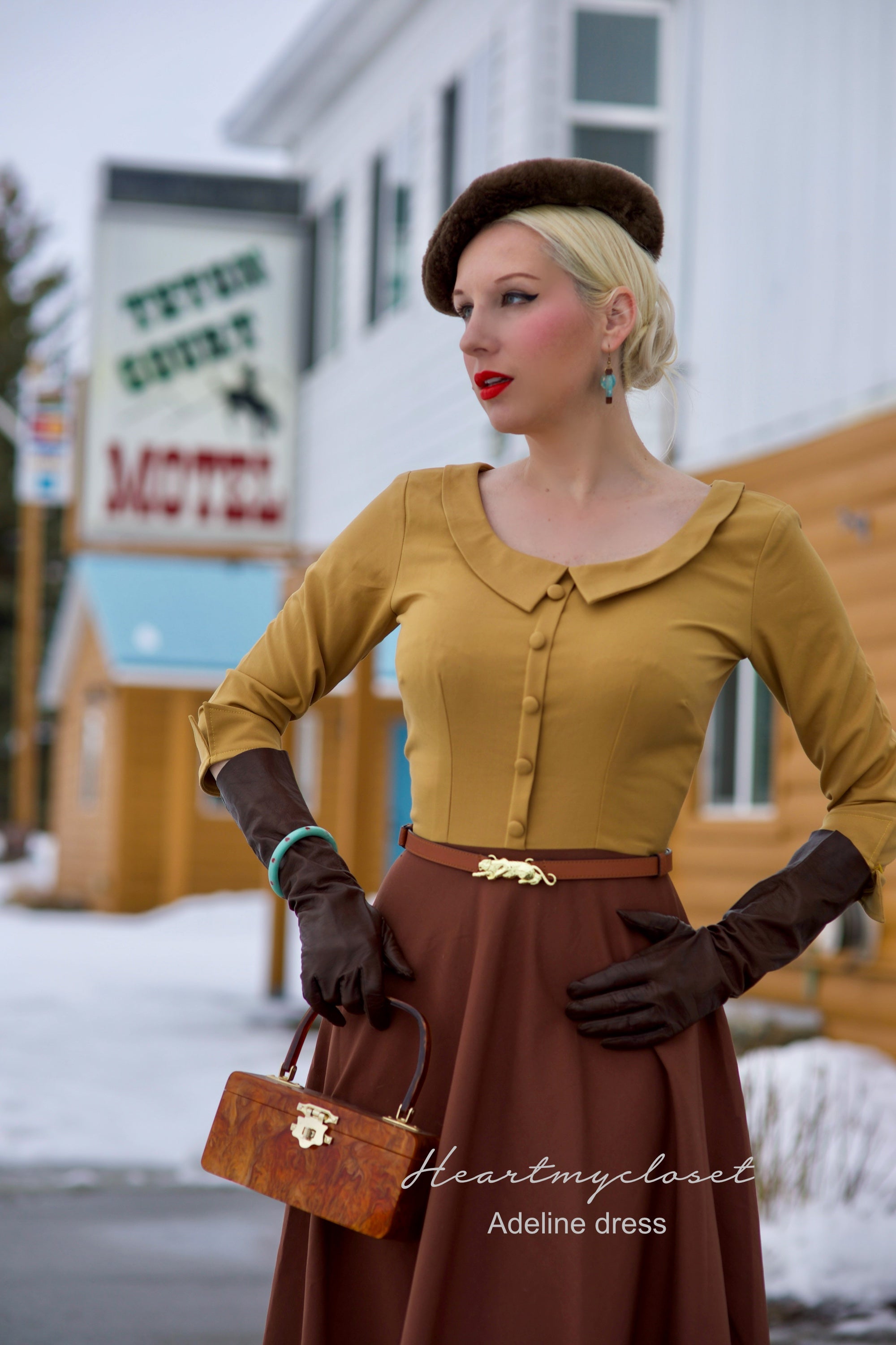 Adeline 1950s Vintage Inspired Swing Dress - Colorblock Two Tone Retro Style for Parties, Weddings & Special Occasions