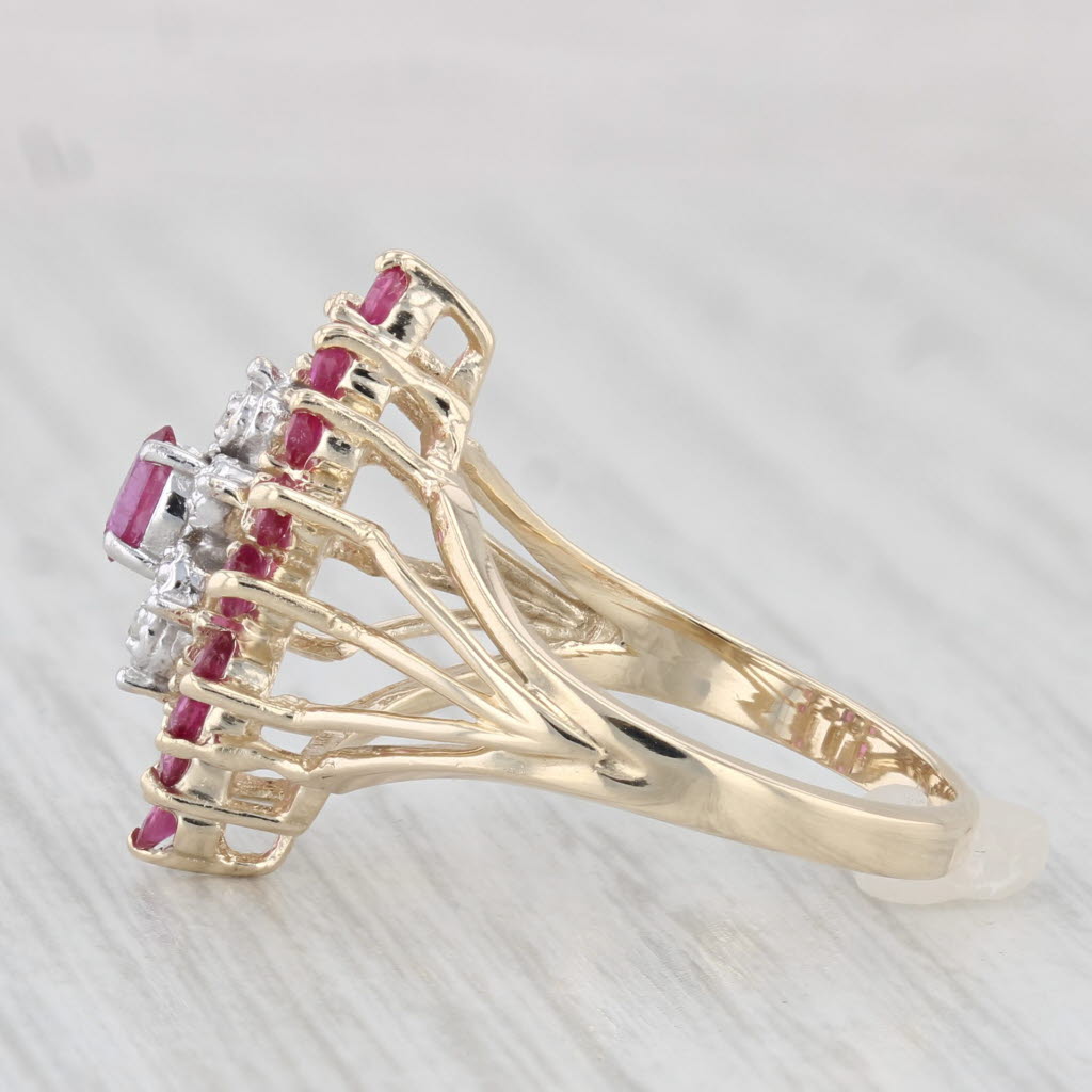 0.43ctw Ruby and Diamond Cluster Ring in 10k Yellow Gold - Size 6 - Elegant Cocktail Ring for Women - Perfect for Evening Parties, Weddings & Special Occasions