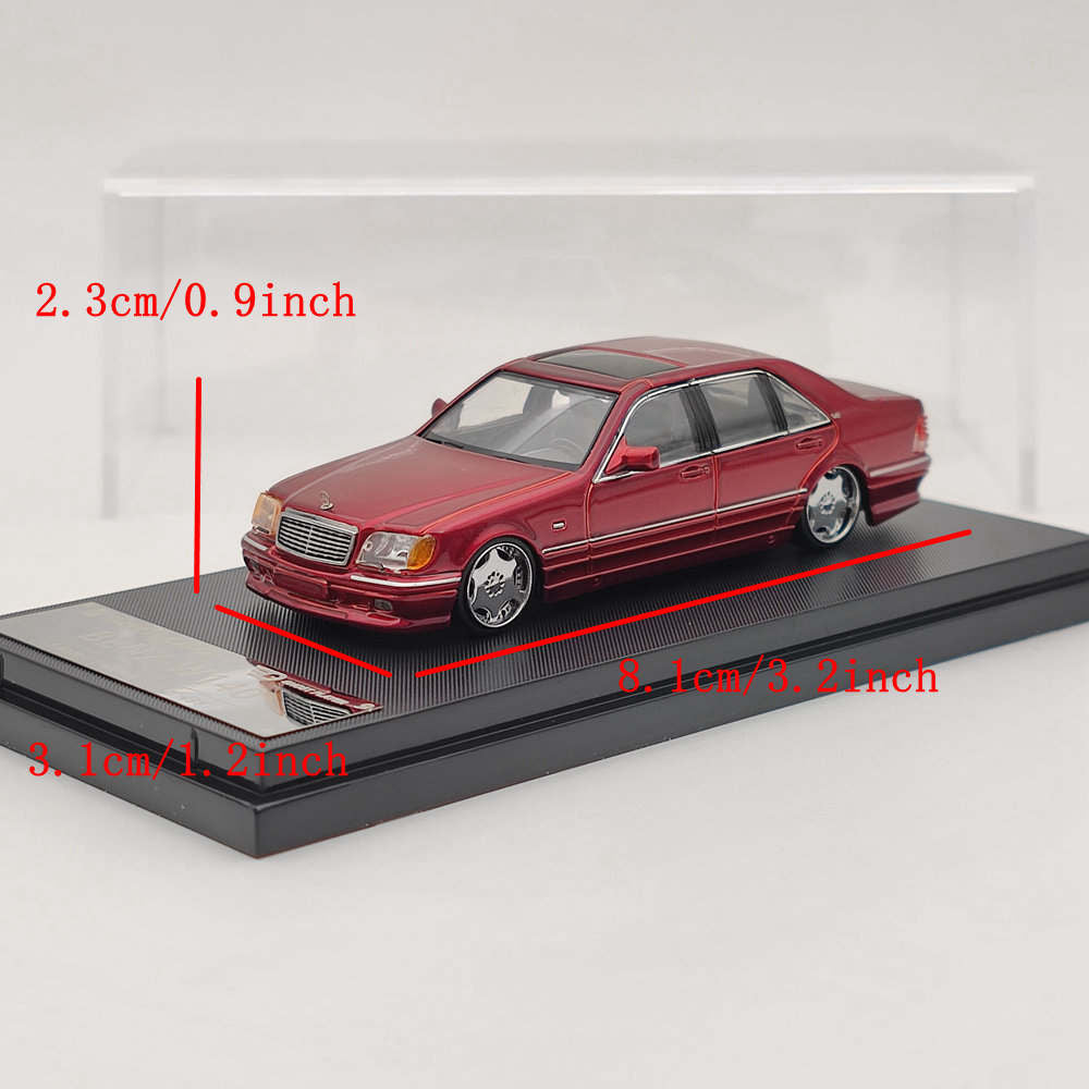 1/64 Scale Diecast Model Car - Street Weapon Benz W140 S600 Red Limited Edition (Only 499 Made) - Collectible Toy Car for Display, Gifts & Car Enthusiasts