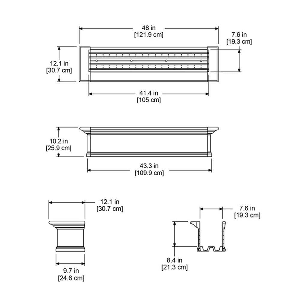 48 Inch White Yorkshire Window Box - Perfect for Indoor & Outdoor Planters, Balcony Decor, and Garden Flower Arrangements