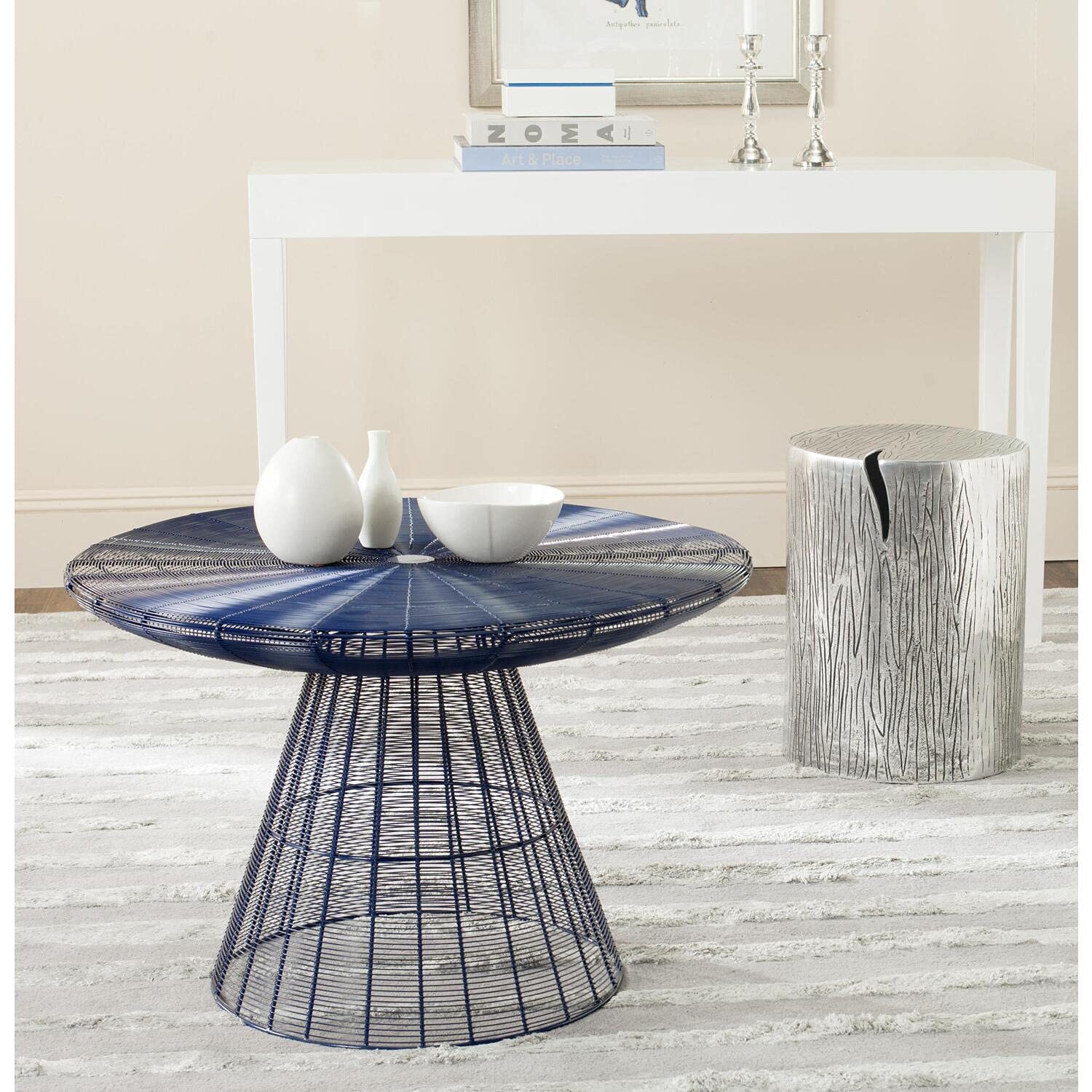 Safavieh Home Collection Reginald Grey Metal Wire Coffee Table - Modern Living Room Furniture for Small Spaces & Apartments