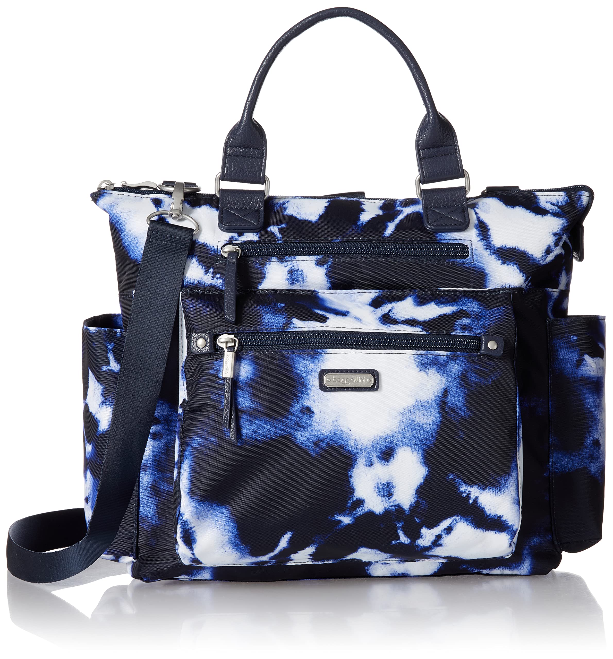 Baggallini Women's 3-in-1 Convertible Backpack Purse with RFID Protection & Phone Wristlet - Navy Ink Tie Dye - Perfect for Travel, Work & Everyday Use