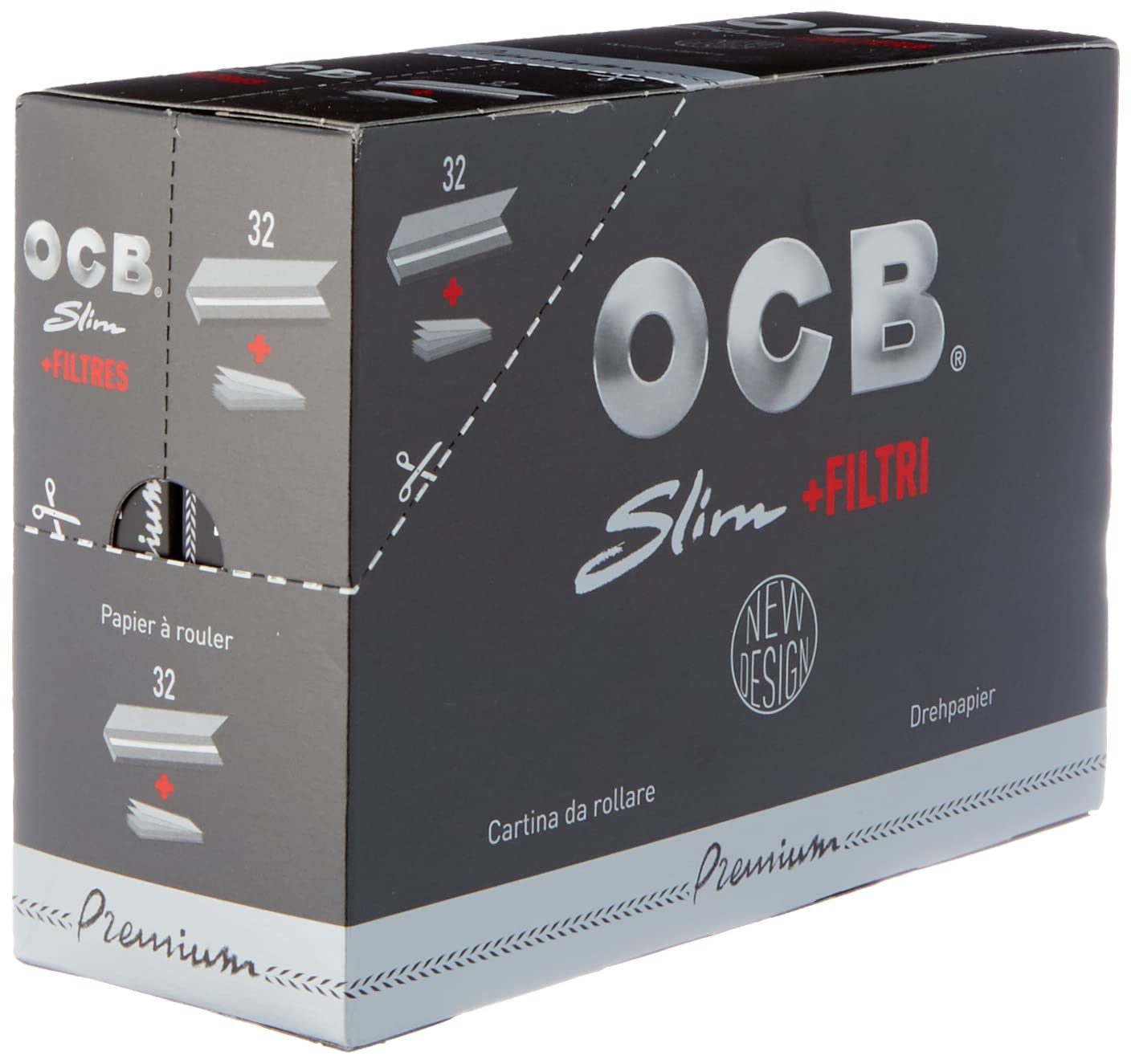 OCB Long Black Rolling Papers with Tips - 32 Packets | Premium Rolling Papers for Smooth Smoking Experience | Perfect for Rolling Cigarettes, Joints & Blunts at Home or Outdoors
