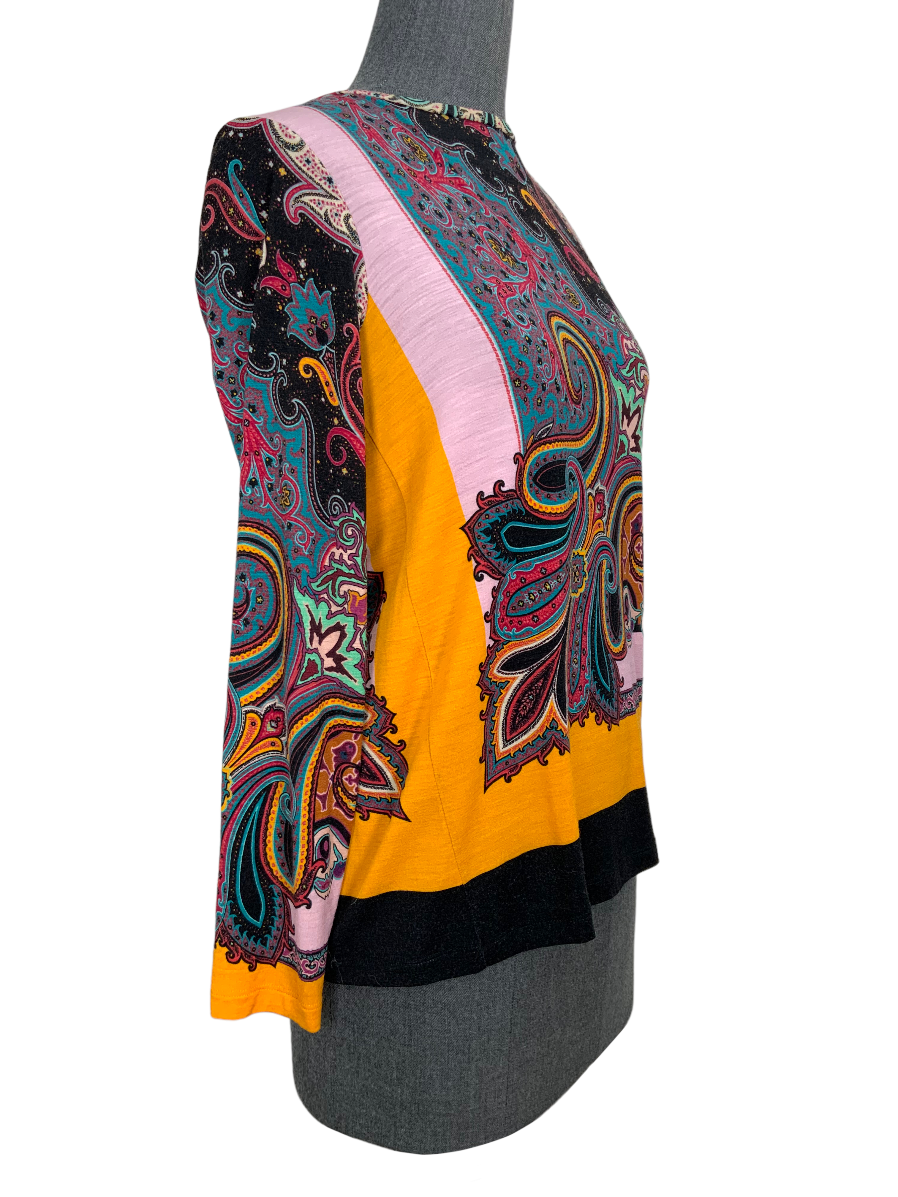 ETRO Women's Floral Printed Silk Blouse - Size S - Elegant Short Sleeve Top for Work, Party & Special Occasions
