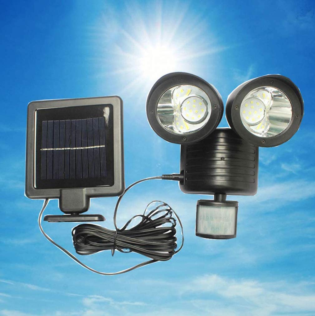 22 LED Solar Outdoor Lights - Waterproof Double Head Motion Sensor Spotlight for Garden, Pathway, Garage & Wall - Solar Flood Light for Home Security & Landscape Lighting