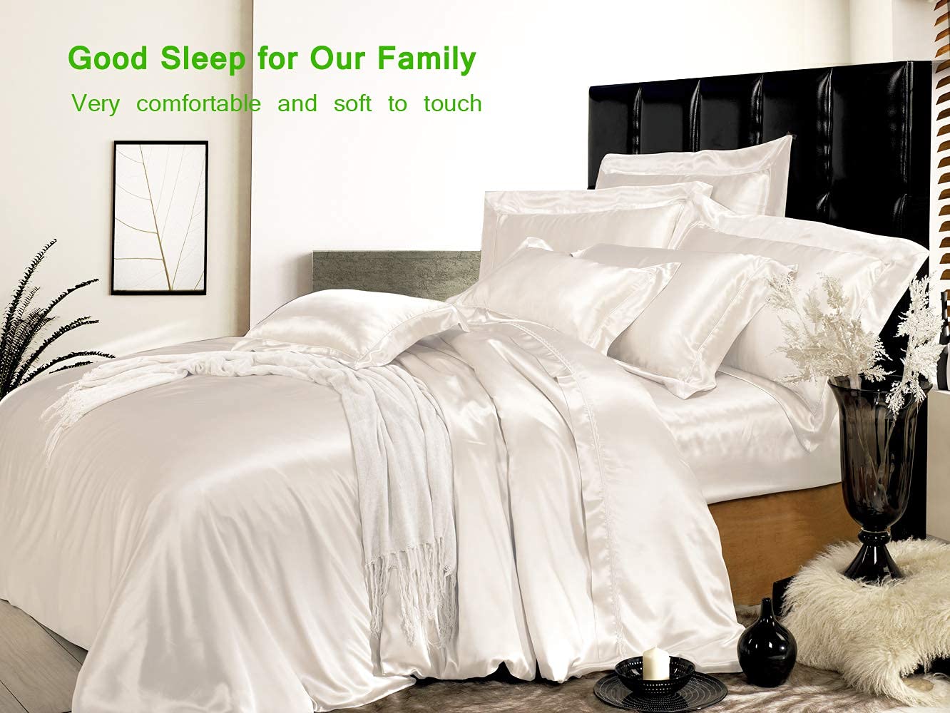 Luxury 100% Pure Mulberry Silk 4-Piece Bedding Set - 22 Momme Grade A Silk Sheets with 15