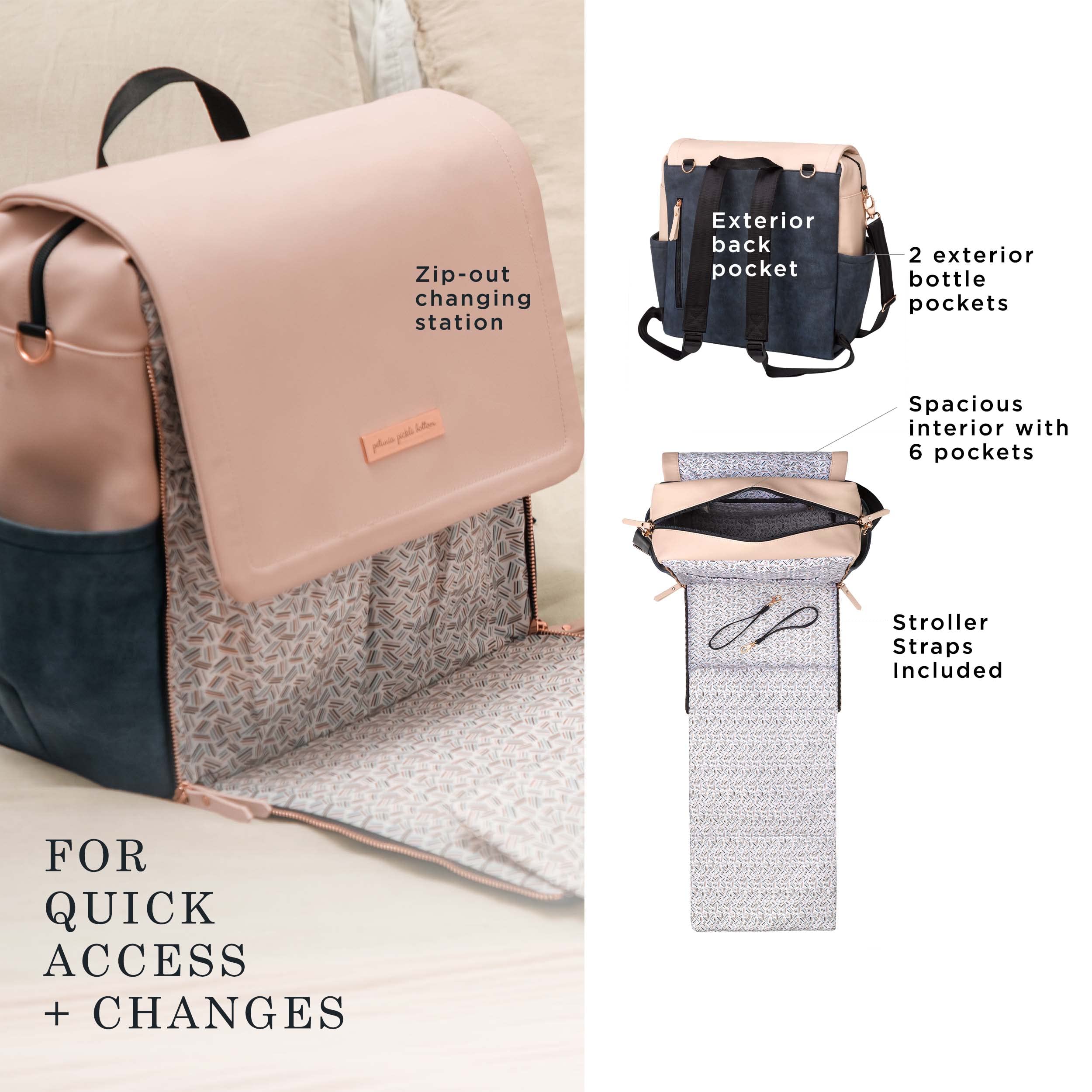 Petunia Pickle Bottom Boxy Backpack - Stylish & Spacious Diaper Bag for On-The-Go Moms | Waterproof Baby Carrier Backpack with Multiple Pockets | Perfect for Travel, Shopping & Daily Outings (Indigo Blush)
