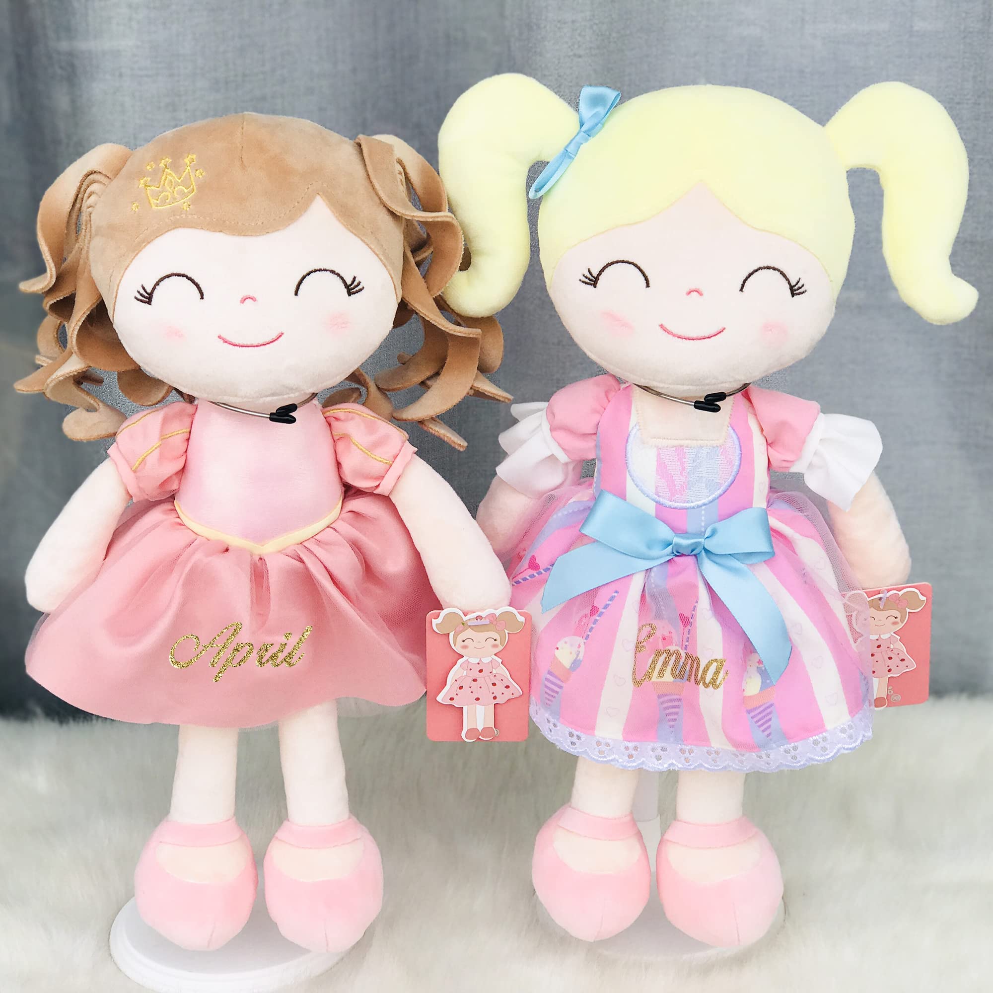 Gloveleya 16 Inch Personalized Plush Baby Doll - Soft Crown Princess Doll for Girls, First Baby Gift with Gift Bag | Perfect for Birthdays, Christmas & Special Occasions