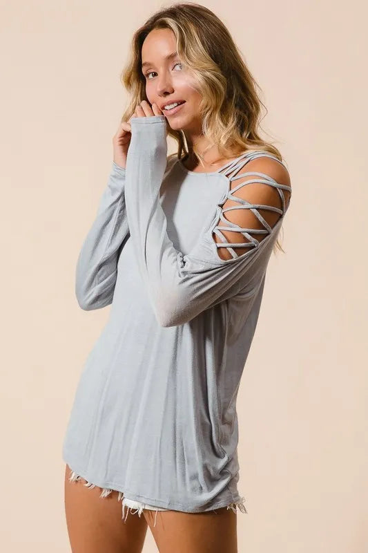 Stylish BiBi Jersey Knit One Shoulder Criss Cross Top for Women | Trendy Summer Blouse | Perfect for Beach Vacations, Date Nights & Casual Outings