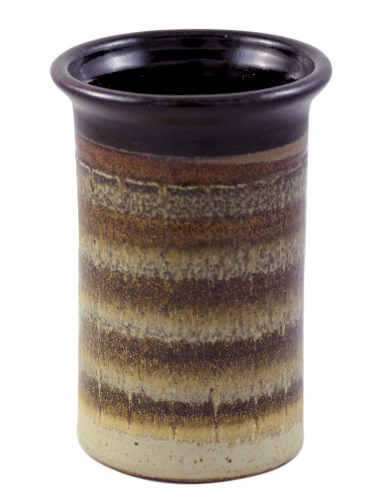 American Made Stoneware Pottery Utensil Holder Jar in Mocha Cream - Perfect for Kitchen Countertop Organization