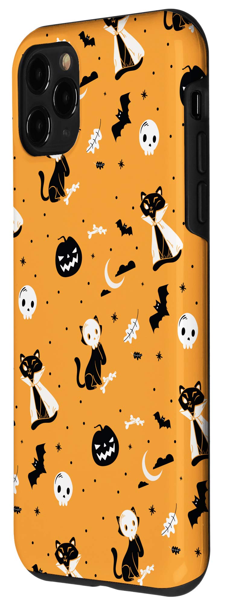 Halloween iPhone 11 Pro Case - Pumpkin, Jack-o'-Lantern, Cat & Bats Design | Shockproof Protective Phone Cover for Fall Festival, Trick or Treating & Spooky Season