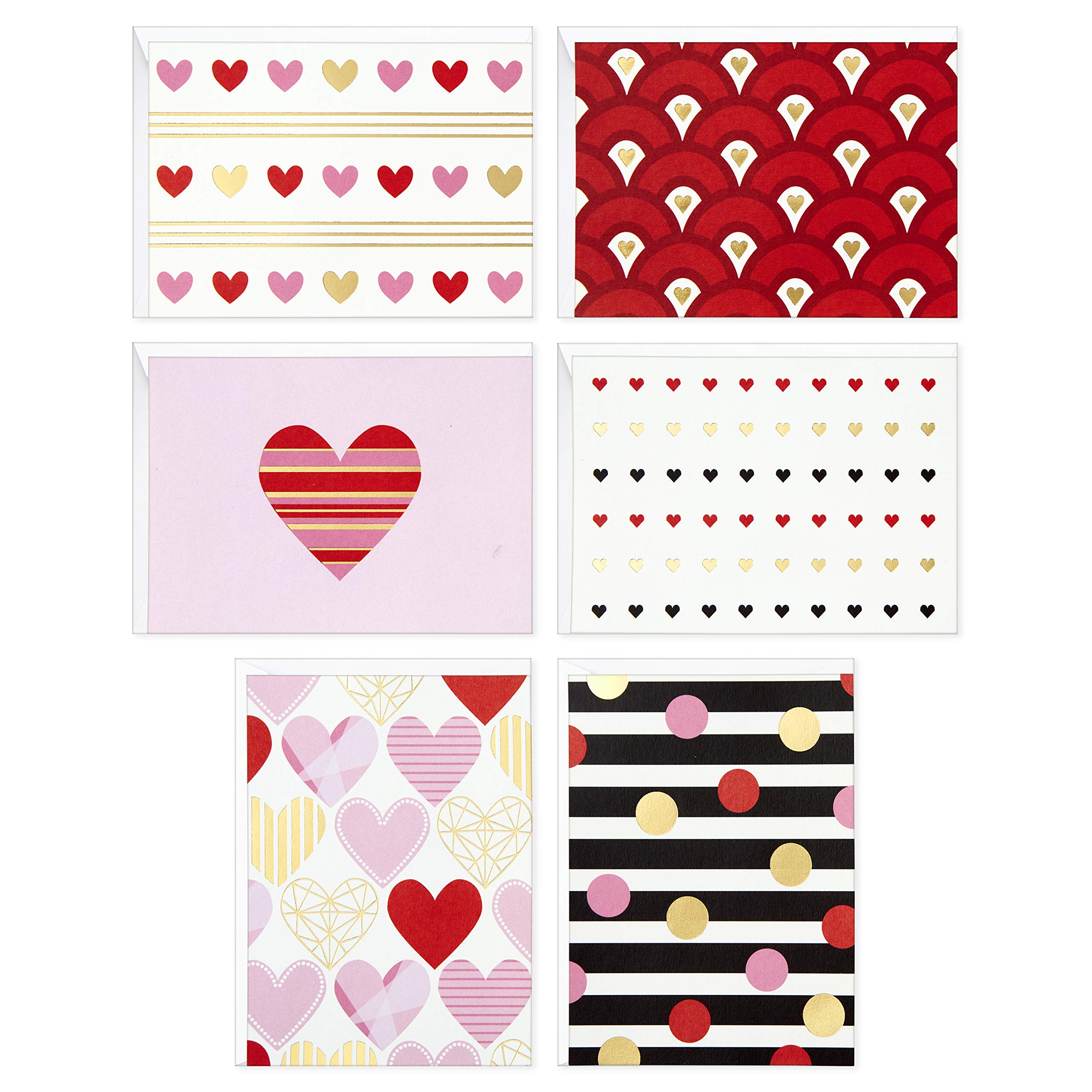 Hallmark Valentine's Day Greeting Cards - 24 Blank Heart & Stripe Design Cards with Envelopes for Anniversary, Wedding, Celebration, Thinking of You - Perfect for Romantic Occasions, Love Notes & Special Moments