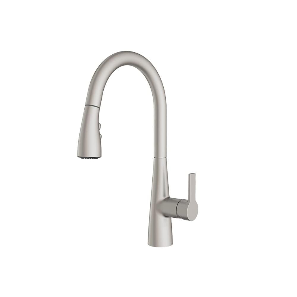 Amazon Basics Pull-Down Kitchen Faucet with Fast Mount - Spot-Free Stainless Steel Finish (1-Pack) - Perfect for Modern Home Kitchen Sink Installation & Renovation
