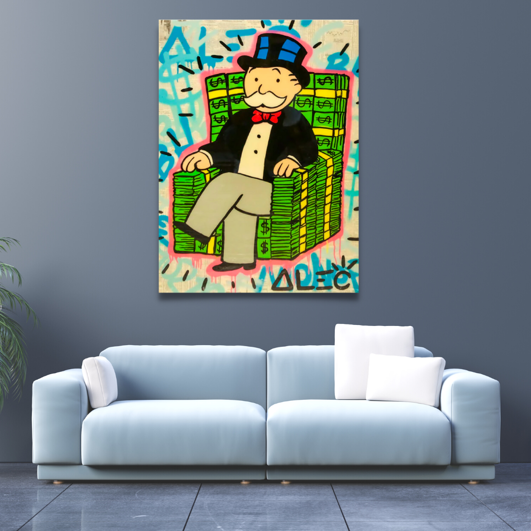 Alec Monopoly Money Millionaire Original Art Print - Wall Decor for Home, Office & Gifts | Pop Culture Artwork for Fans & Collectors