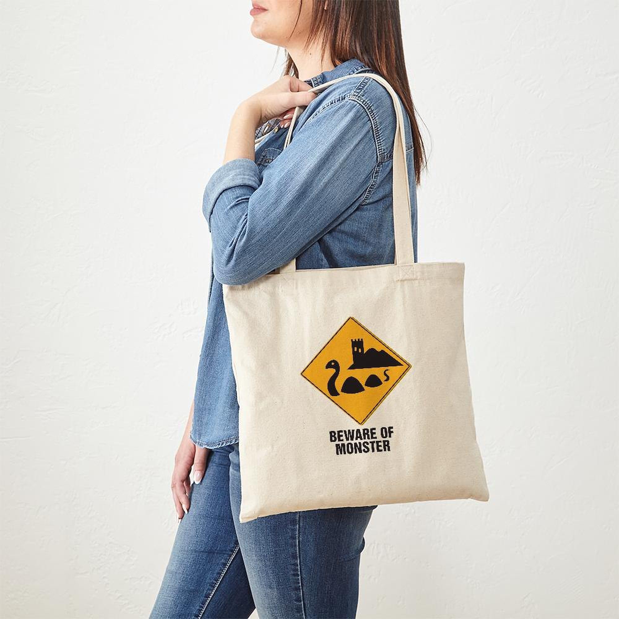 Loch Ness Monster Tote Bag - Natural Canvas Reusable Shopping Bag for Groceries, Beach & Everyday Use | Eco-Friendly & Durable
