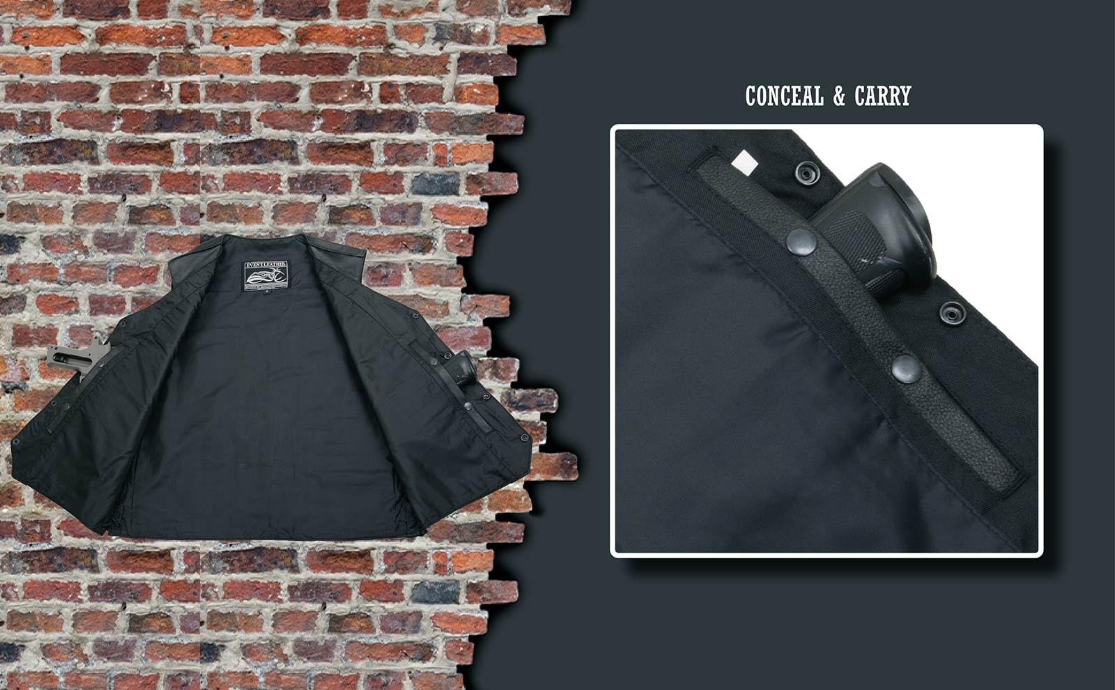 Men's Black Motorcycle Leather Vest w/Patches - Riding Club Gear for Bikers