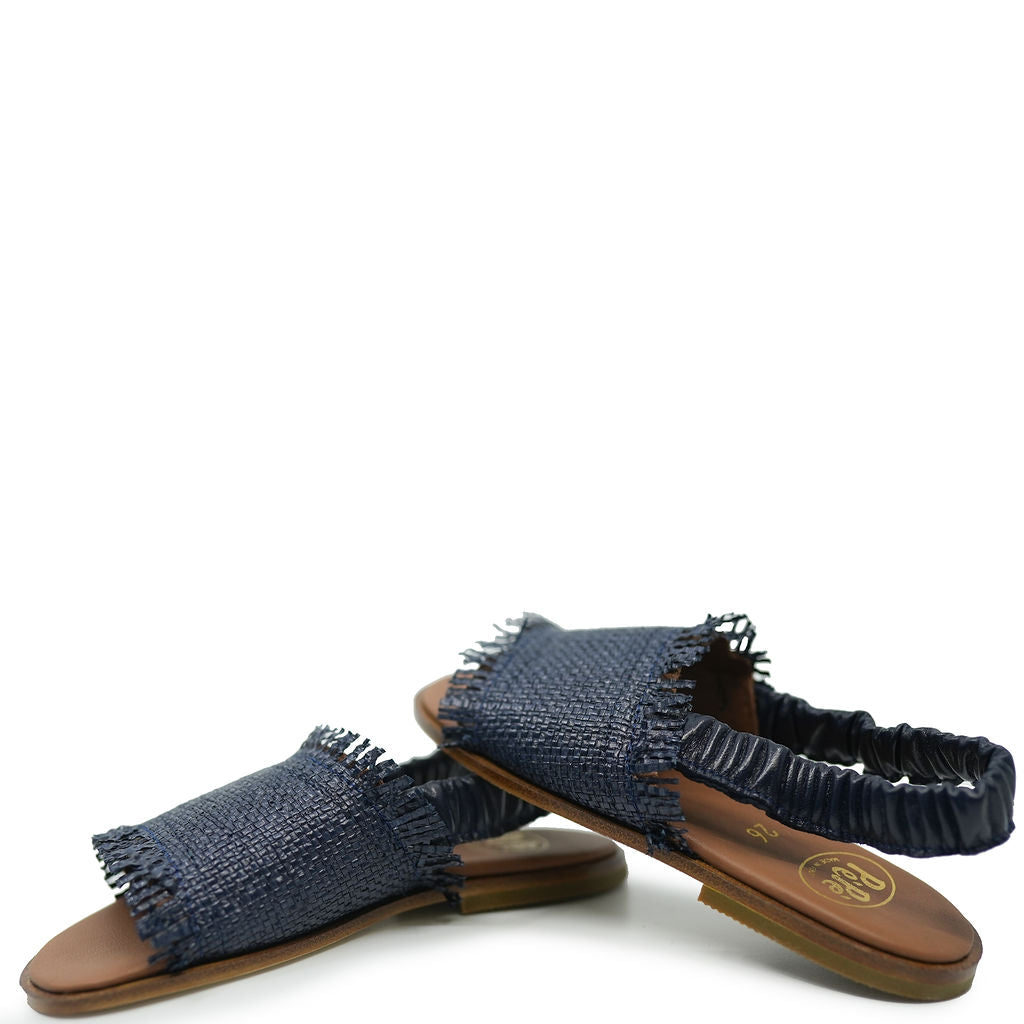 Pepe Navy Weave Elastic Sandals for Women - Comfortable Stretchy Adjustable Beach Slides with Arch Support - Perfect for Poolside, Vacation, and Summer Outfits