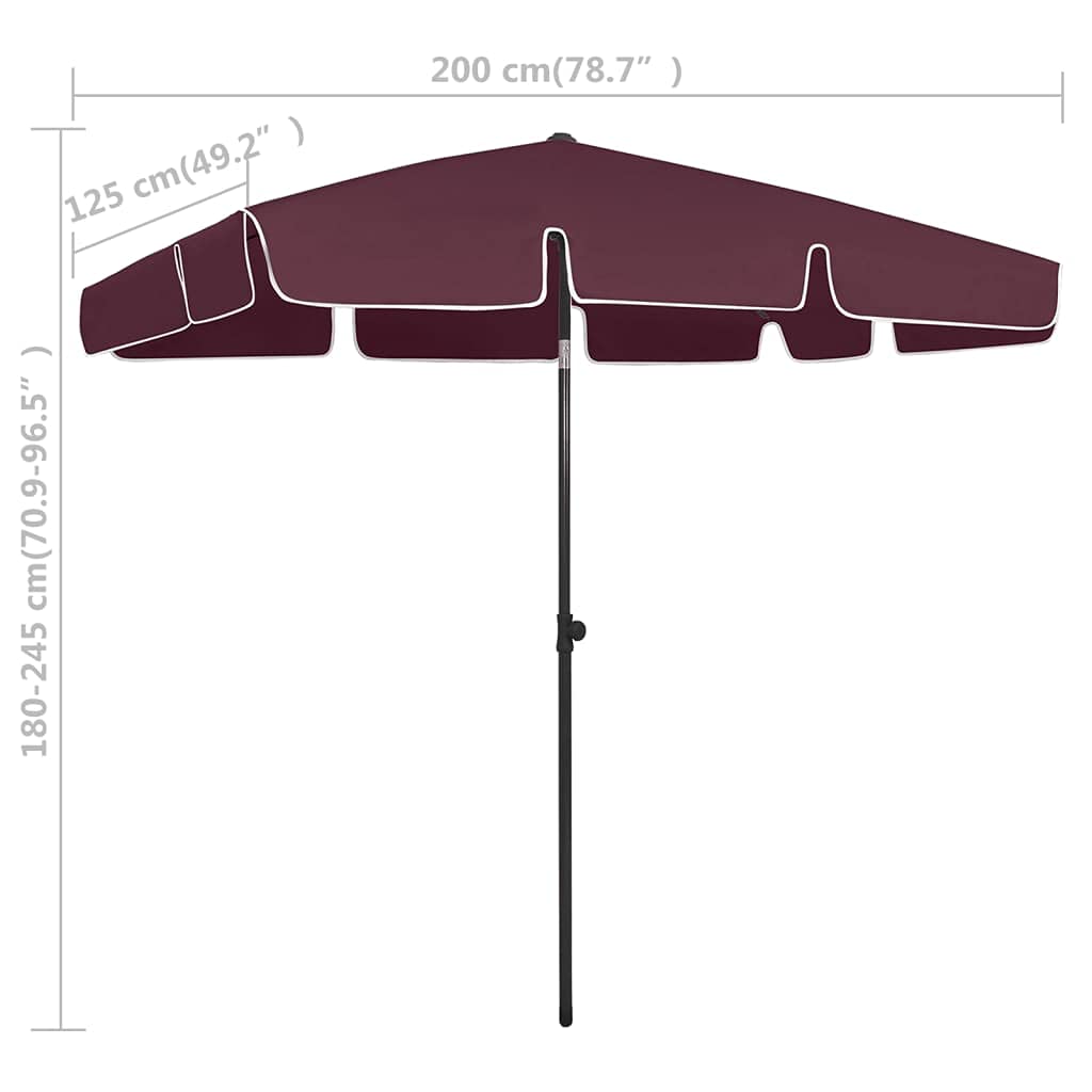 Bordeaux Red Beach Umbrella 78.7