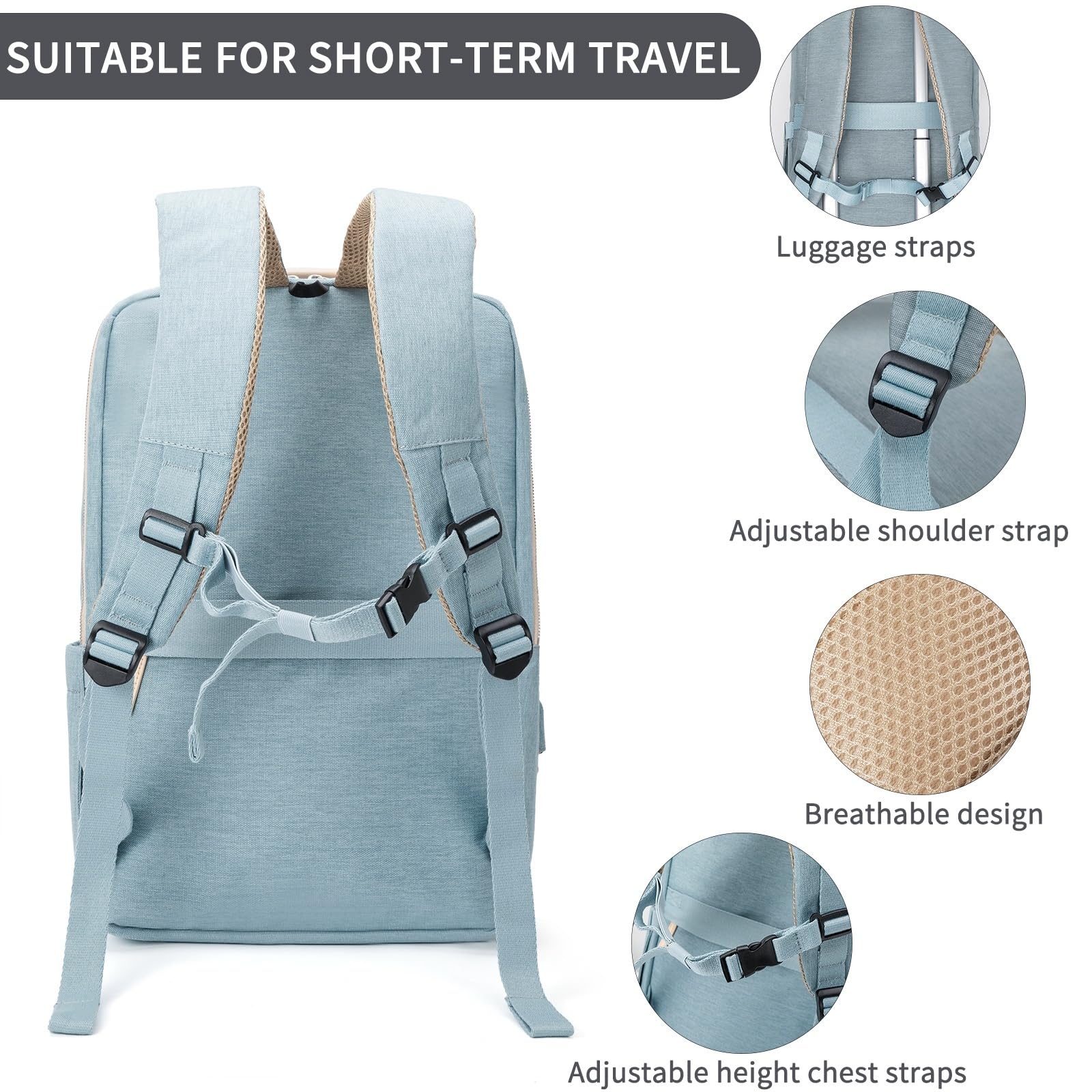 Nobleman Women's Laptop Backpack - Professional 16 Inch Business Backpack for Office & Travel, Lightweight Water-Resistant Work Bag with USB Charging Port, Fits Most Airlines Carry-On Requirements - Perfect for Commuting, Business Trips & College (Aqua)