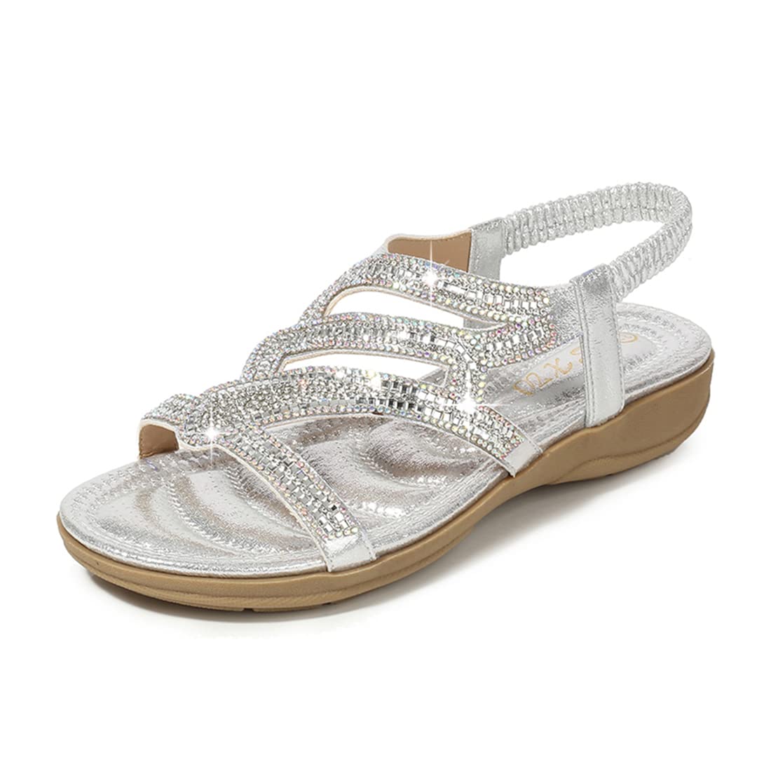 HNGHOU Women's Summer Flats Sandals - Bohemian Beaded Gladiator Sandals, Comfortable Open Toe Dress Sandals for Women (Black, US 5.5) | Perfect for Beach, Vacation, Party & Casual Outfits