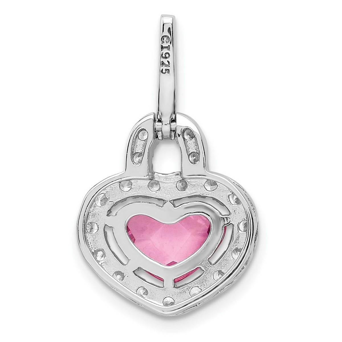 925 Sterling Silver Pink & Clear CZ Heart Pendant Necklace for Women - 27x16mm Cubic Zirconia Simulated Diamond Love Charm - Elegant Gift for Valentine's Day, Anniversary & Special Occasions