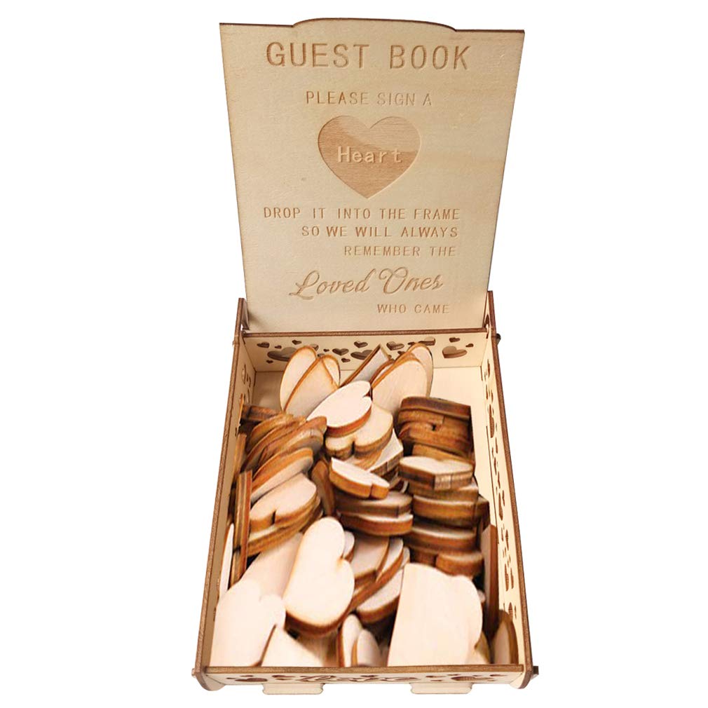 Personalized Wooden Wedding Sign Box - Rustic Heart Holder & Guest Book for Wedding Decor - Perfect for Bridal Shower, Anniversary, and Reception Gift