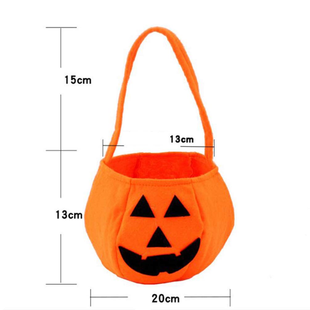 2 Pack Halloween Pumpkin Candy Bags - Non-Woven Reusable Trick or Treat Tote Bags with Cute Cartoon Design for Kids Halloween Party Favors, School Events & Neighborhood Trick-or-Treating