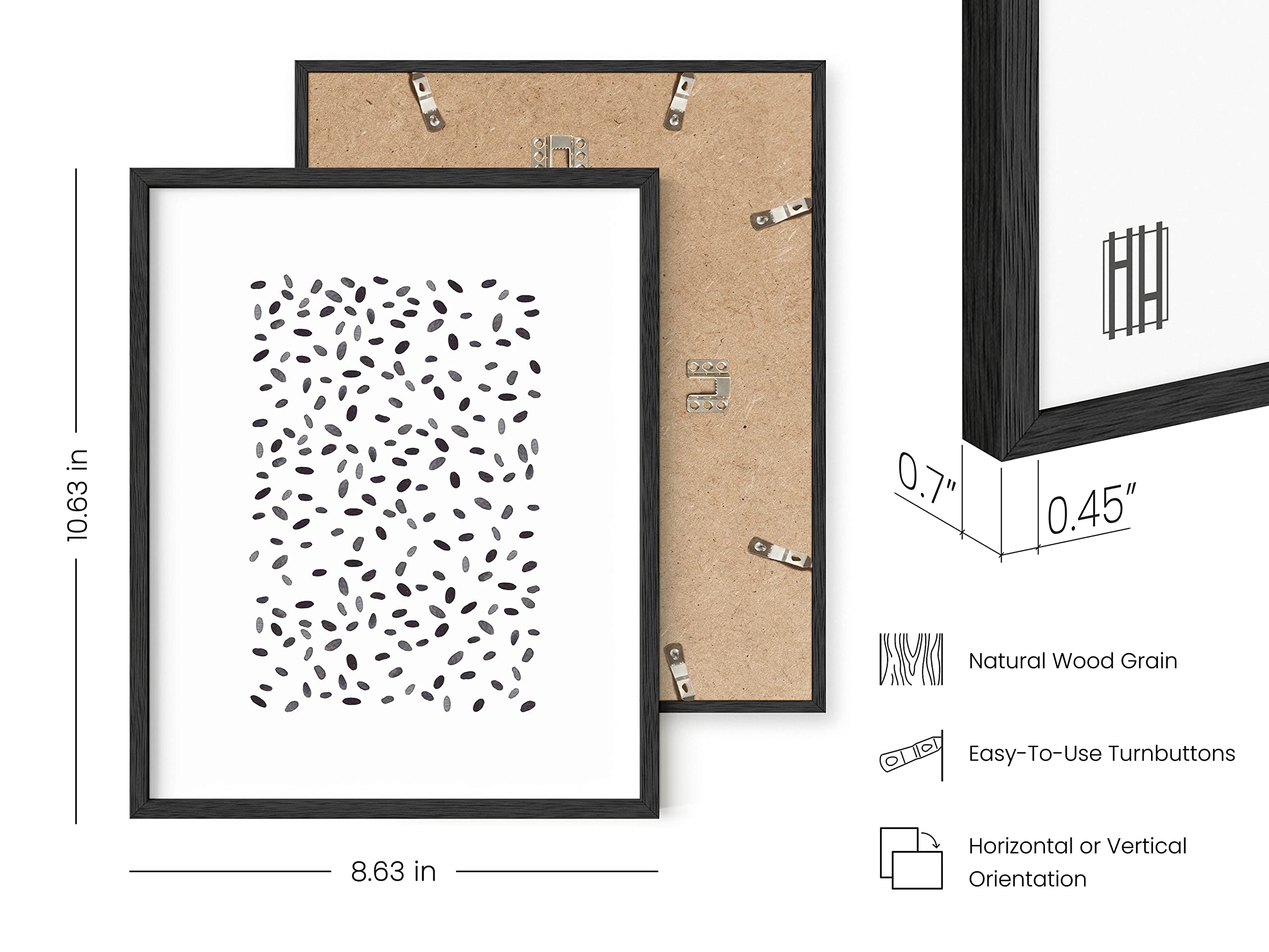 HAUS AND HUES Black and White Abstract Wall Art - Set of 4 Minimalist Modern Posters (8x10 Inches, Black Frame) for Bedroom, Living Room & Office Decor | Contemporary Aesthetic Home Wall Decor