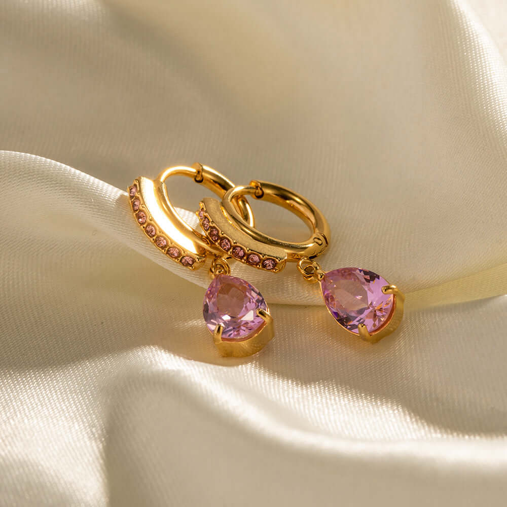 18K Gold Plated Titanium Teardrop CZ Earrings for Women - Hypoallergenic Cubic Zirconia Stud Earrings | Perfect for Weddings, Parties & Daily Wear | JDR008