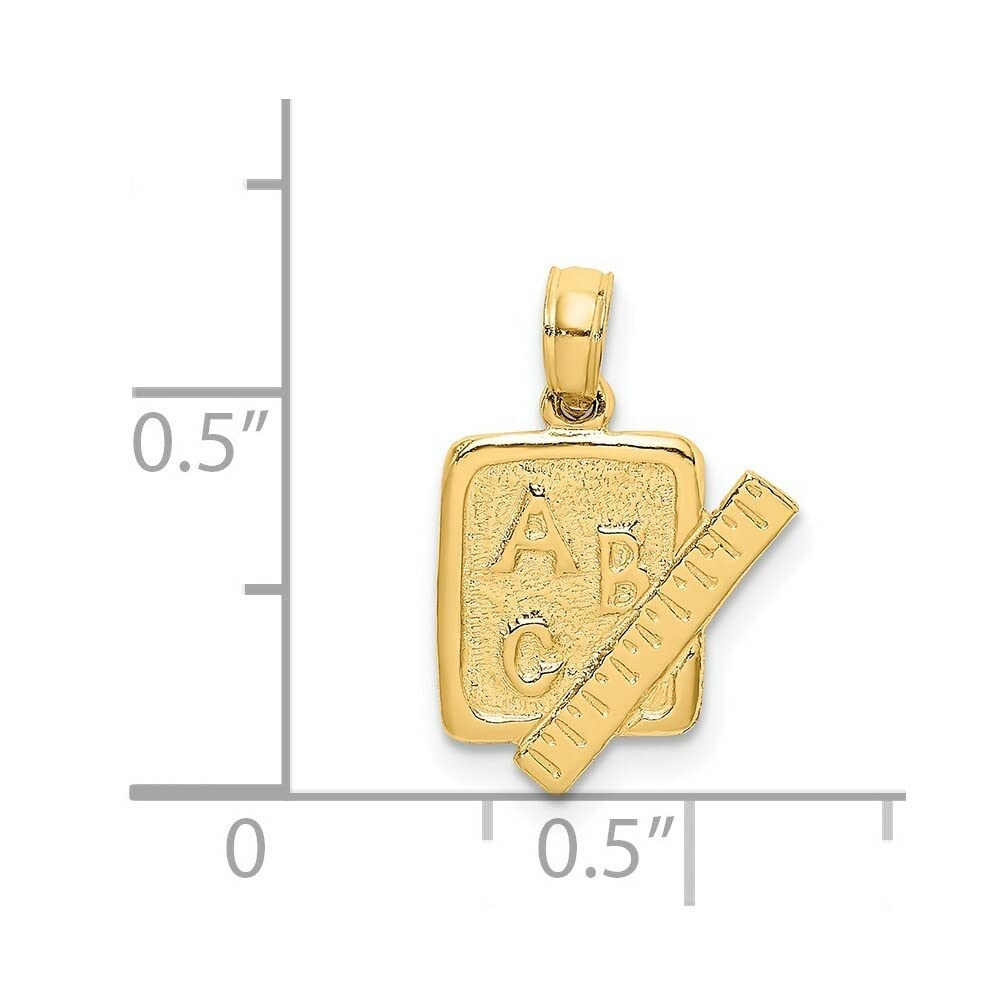 14K Yellow Gold School Book and Ruler Charm Pendant - Lex & Lu Dainty Jewelry for Back to School, Graduation Gifts & Teacher Appreciation