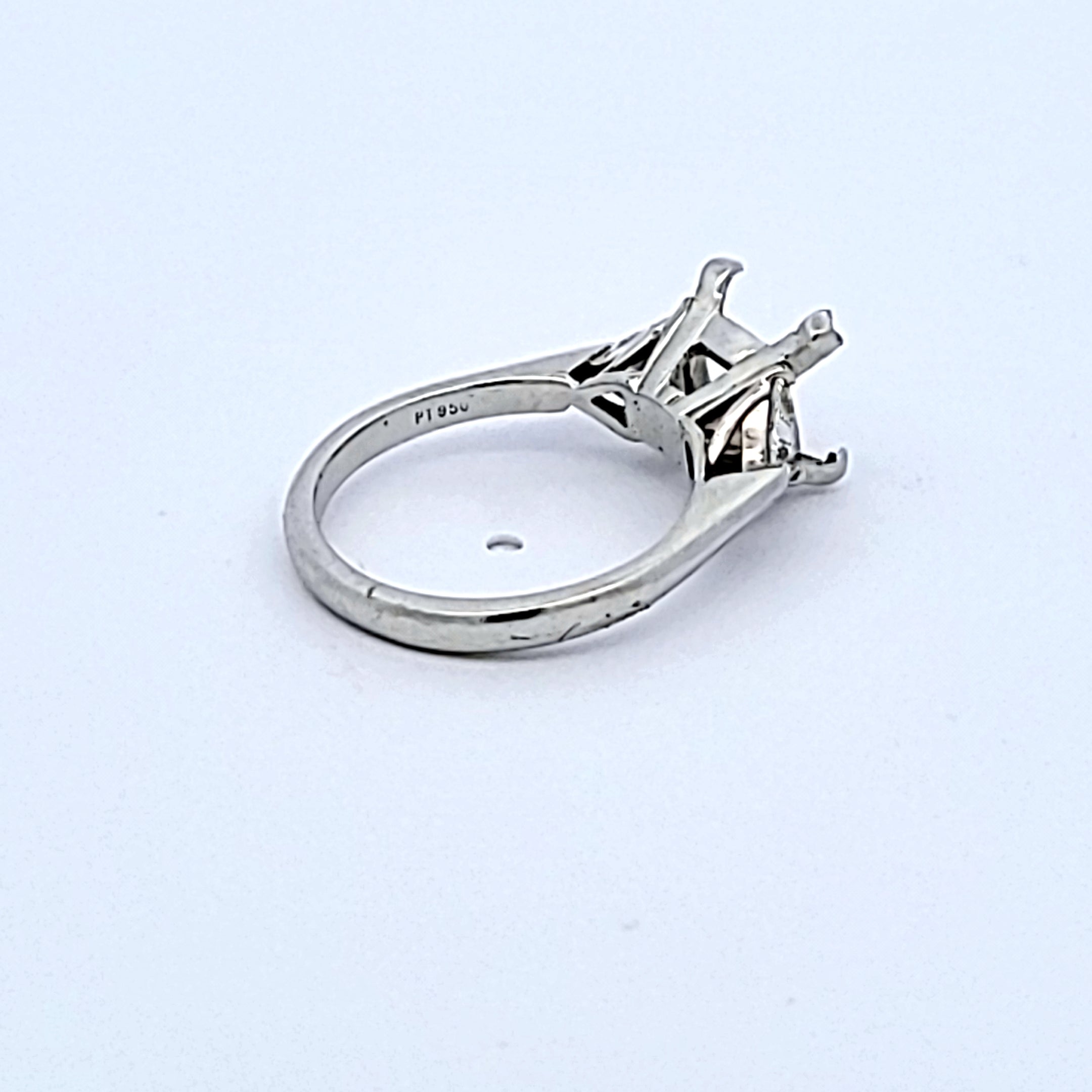 0.70 Carat Triangular H SI1 Diamond Platinum Semi Mount Ring - Elegant Engagement & Wedding Band for Women, Perfect for Proposals & Anniversaries