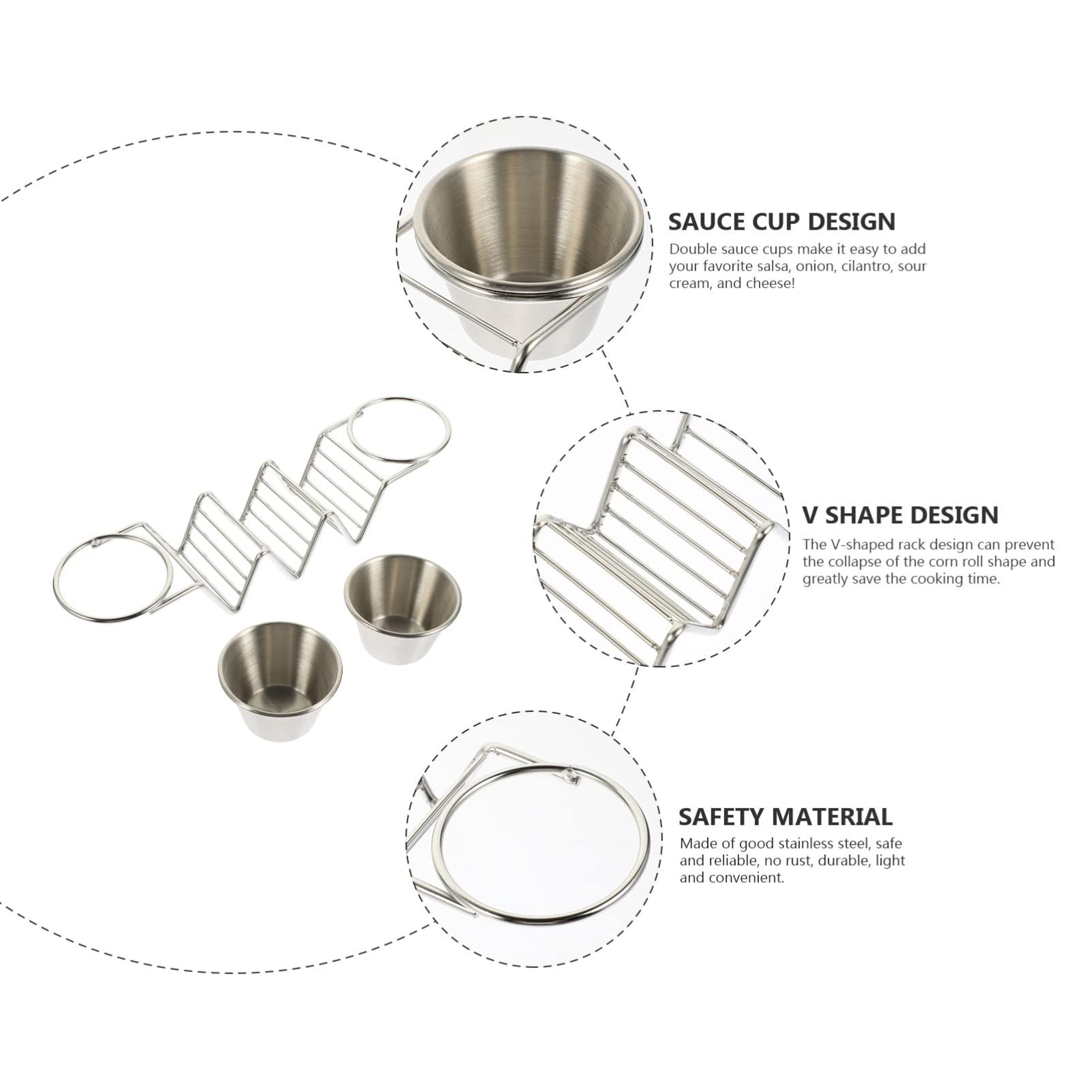 Stainless Steel Pancake Stand with Sauce Cups - Commercial Bakery & Kitchen Storage Rack for Pancakes, Tacos & Waffles - Perfect for Restaurants, Cafes & Home Breakfast Buffets
