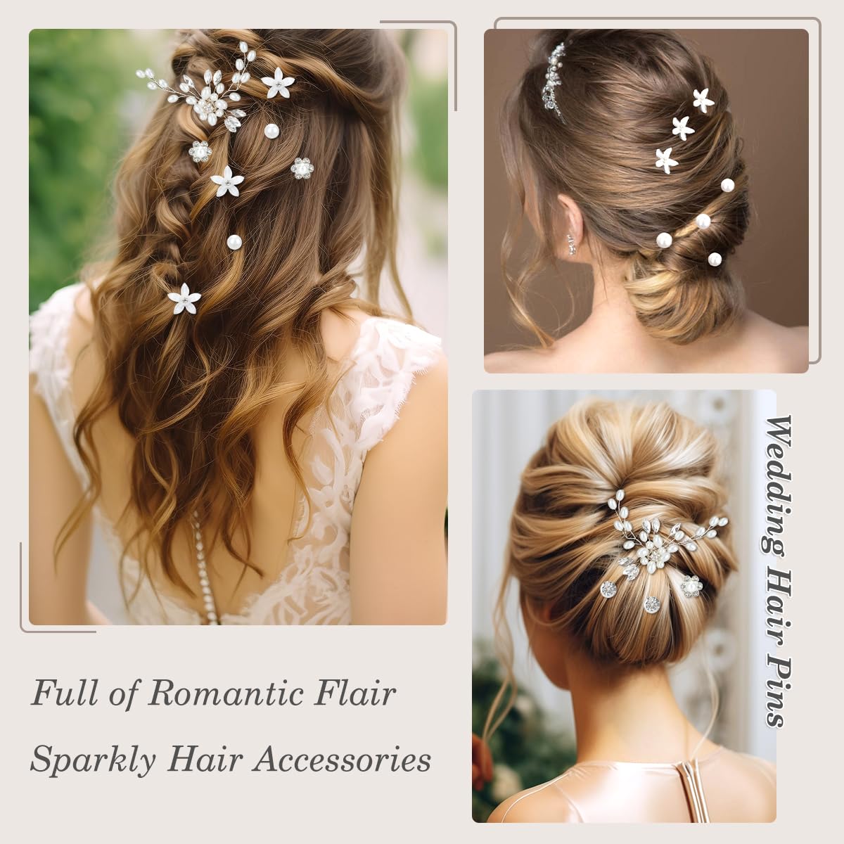 23Pcs Wedding Hair Pins Set - FHDUSRYO Bridal Pearl Rhinestone Hair Clips, U-Shaped Crystal Flower Hair Accessories for Brides, Bridesmaids, Women & Girls | Perfect for Weddings, Prom, Parties & Special Occasions
