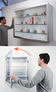 24x24 Shadow Box Display Case with Glass Shelves - Metal Framed SUPER WIDE FACE (12