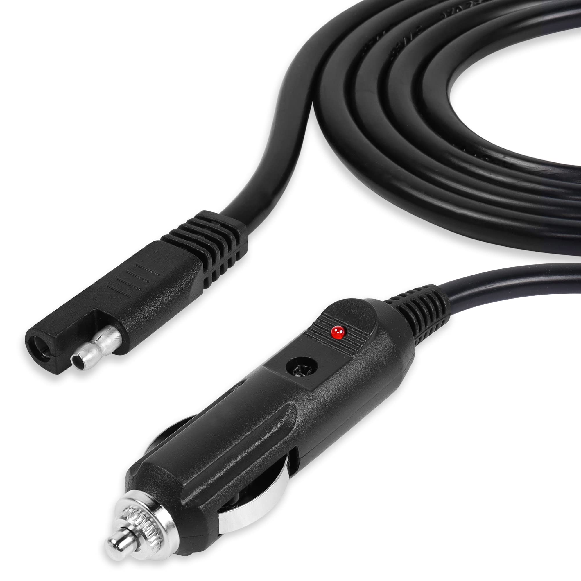 SAE to 12V Cigarette Lighter Adapter Cable - 10A Fuse & LED Light - 1.5M Quick Release Extension Power Cord for Car, RV, Boat & Portable Electronics Charging