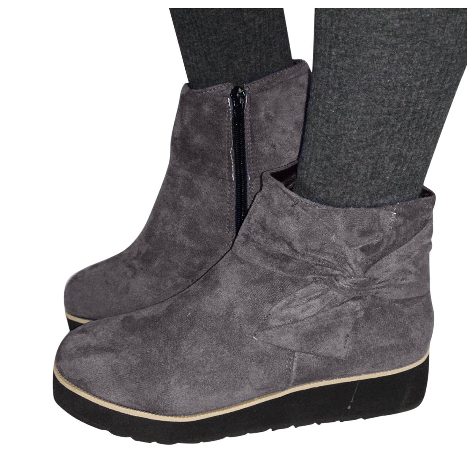 Aniywn Women's Platform Wedge Boots - Comfortable Low Wedge Heel Ankle Booties with Side Zipper | Winter Outdoor Shoes for Women | Perfect for Casual Wear, Office, and Winter Outfits