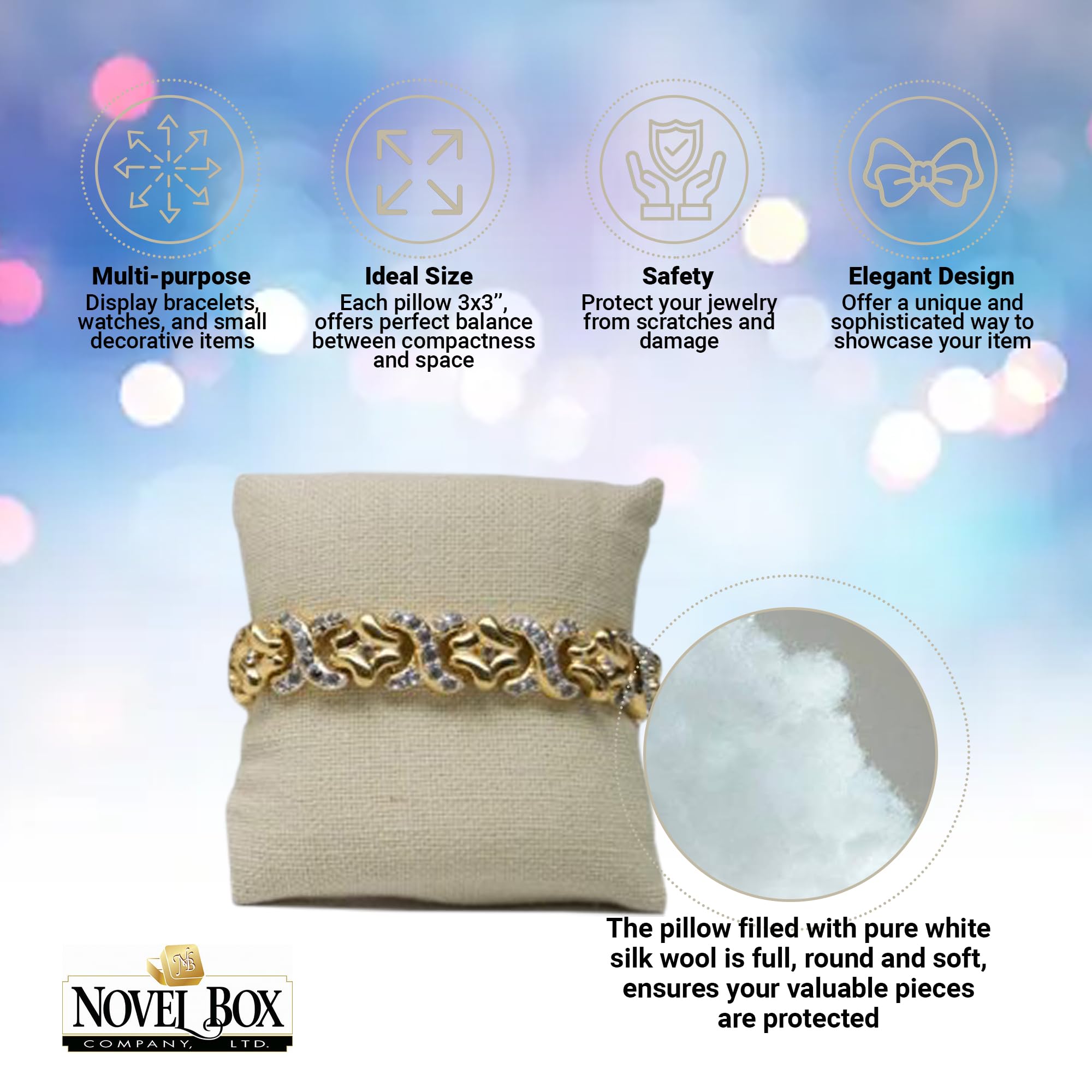 5-Pack Beige Jewelry Display Watch Pillows - Soft Bracelet & Watch Cushion for Gift Presentation - Perfect for Birthday, Valentine's Day, Wedding Gifts & Retail Store Displays - Durable & Easy Care Jewelry Organizer