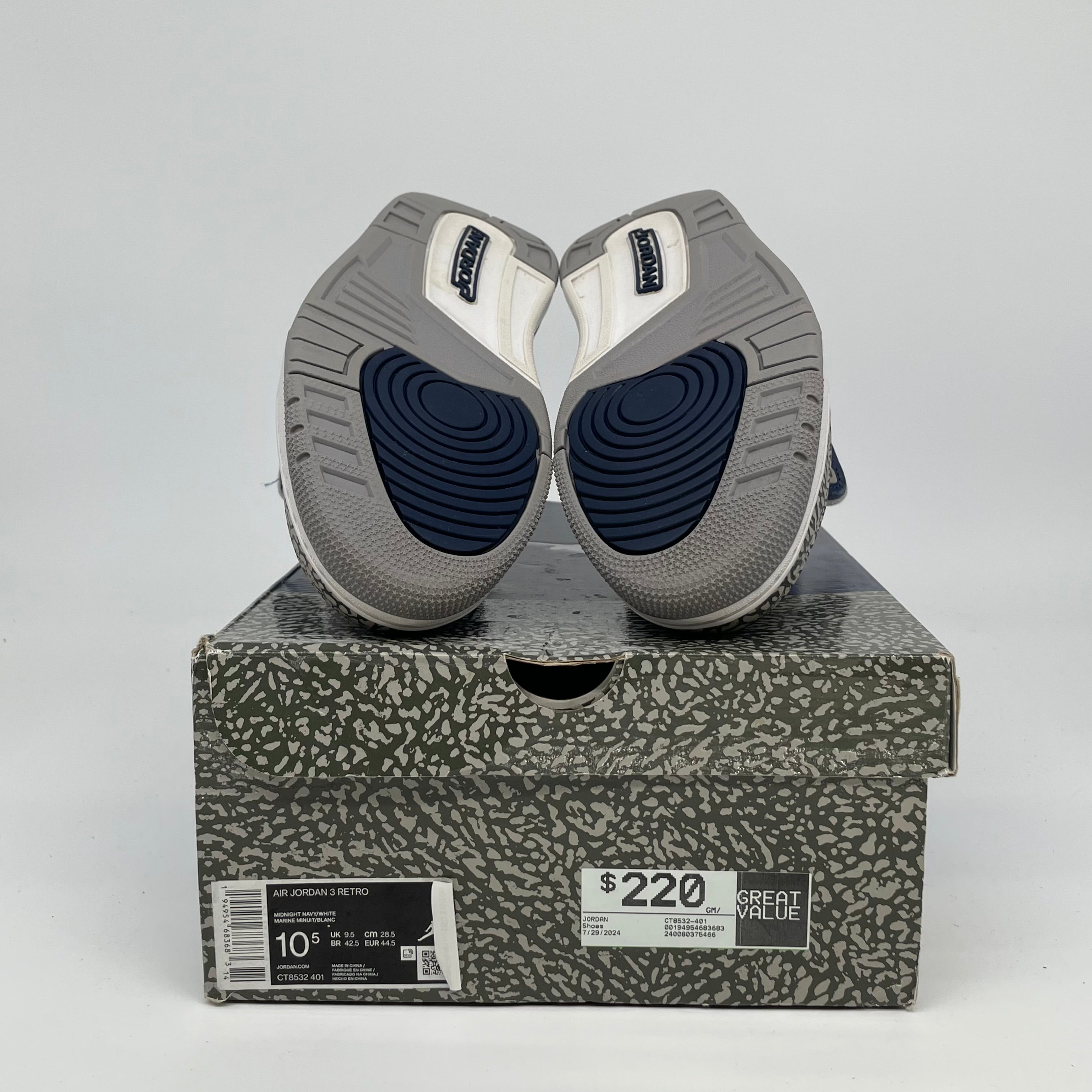 AIR JORDAN 3 GEORGETOWN Retro Basketball Shoes Men's Size 10.5 - White/Blue/Grey (CT8532-401) | Official Nike Sneakers for Streetwear & Basketball Games