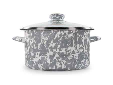 6 Quart Stock Pot with Lid - Gray Swirl Design - Heavy Duty Stainless Steel Cooking Pot for Soups, Stews, Pasta - Perfect for Home Kitchen & Restaurant Use