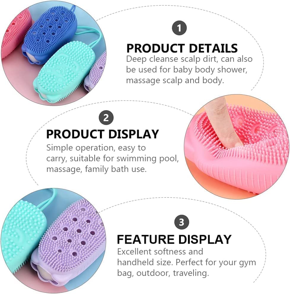 Exfoliating Silicone Body Brush & Massage Scrubber - Dual Sided Bath Brush for Men, Women & Kids - Gentle Skin Exfoliation & Back Scrubber - Perfect Shower Sponge for Sensitive Skin & Baby Care (2-Pack, Multicolor) - Ideal for Daily Exfoliation, Spa Treatments & Relaxing Shower Routines
