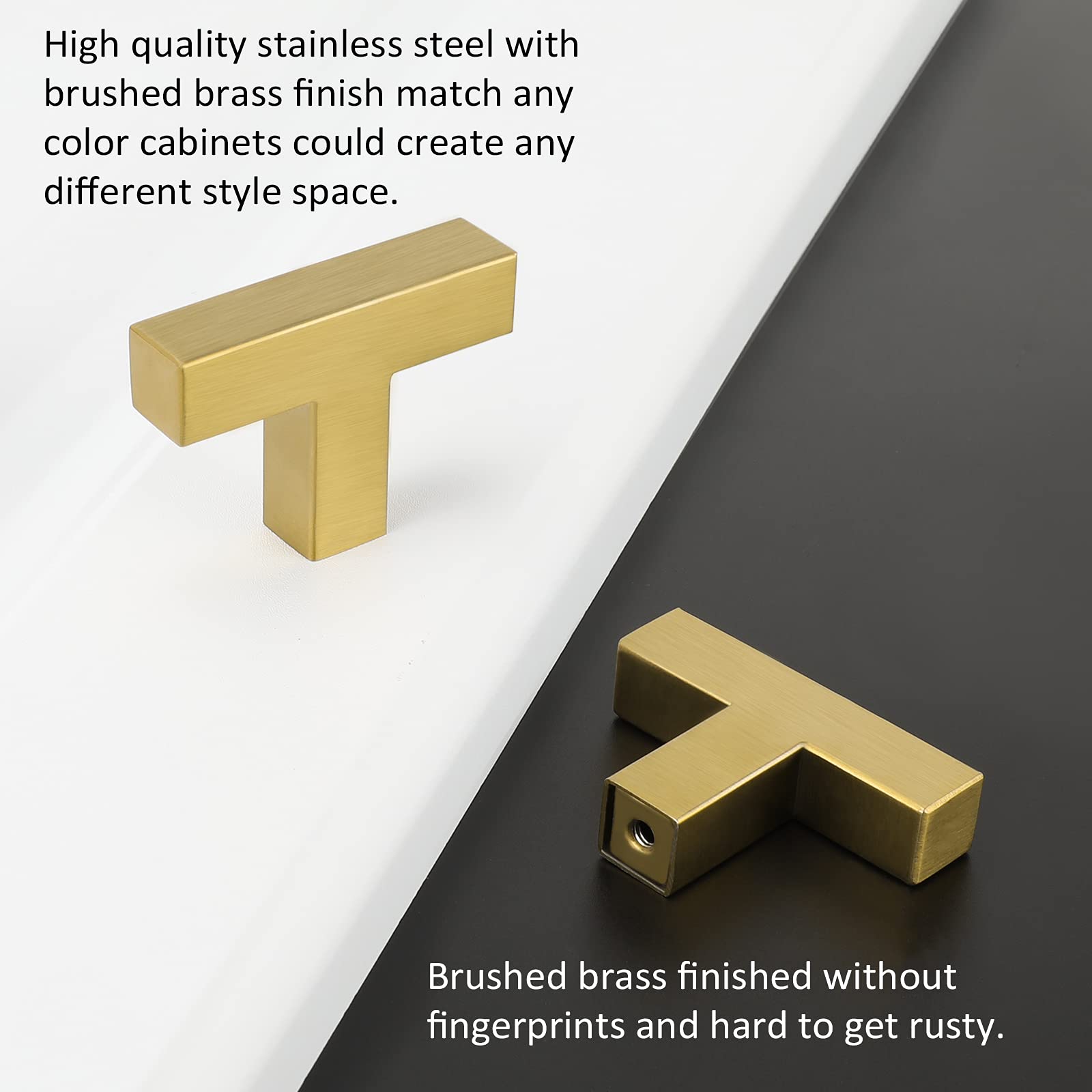 50 Pack Brushed Brass Square Dresser Knobs - Gold Cabinet Hardware for Kitchen, Bathroom, Closet & Cupboard - Perfect for Home Renovation & Furniture Upgrade