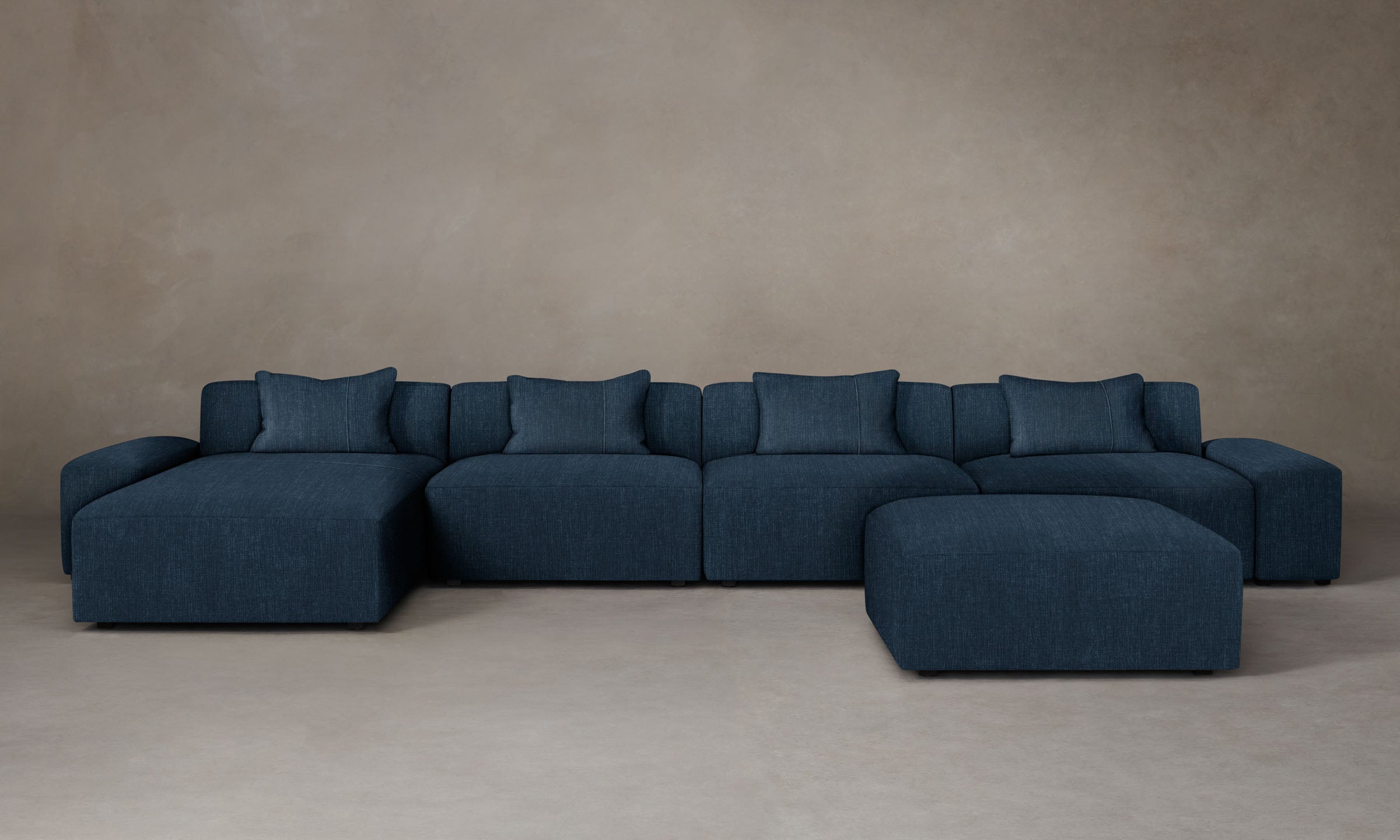 Breuer Modular Sectional Sofa - Performance Tweed Denim Fabric - Perfect for Living Room, Family Room & Home Theater Comfort