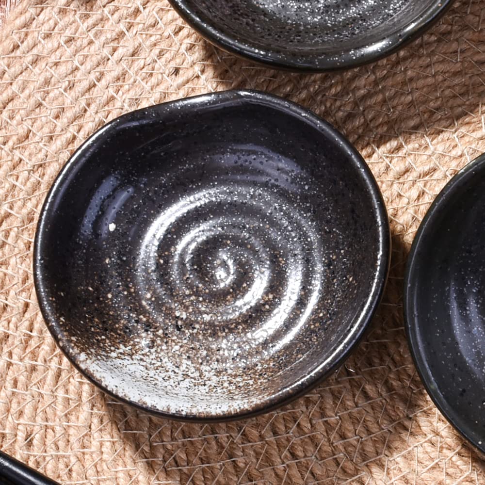 Premium Japanese Ceramic Soy Sauce Dishes Set of 4 - 3.15 Inch Small Seasoning Saucers for Sushi, Dumplings, Snacks - Elegant Home & Restaurant Tableware for Asian Cuisine
