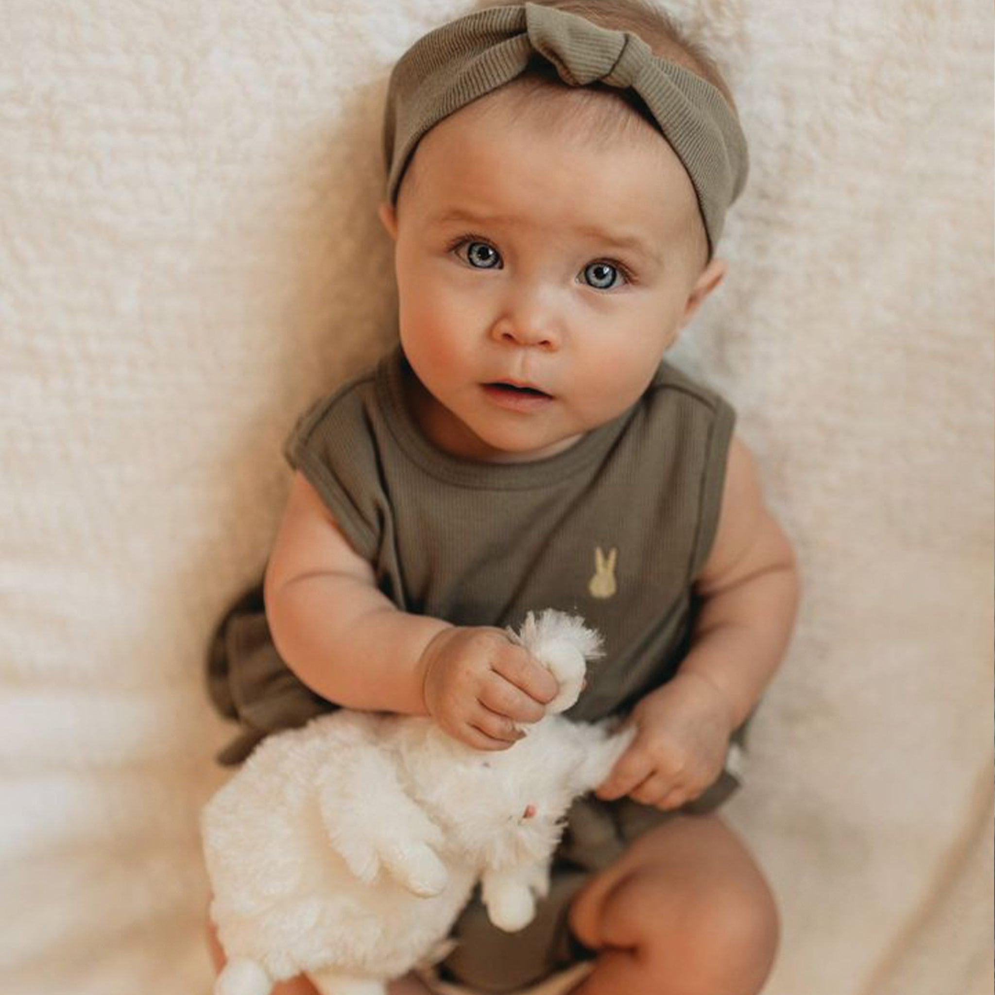 Organic Twist Baby Headband - Soft & Stretchy Newborn Headwrap for Girls & Boys - Perfect for Photos, Holidays & Everyday Wear - Bayleaf Design